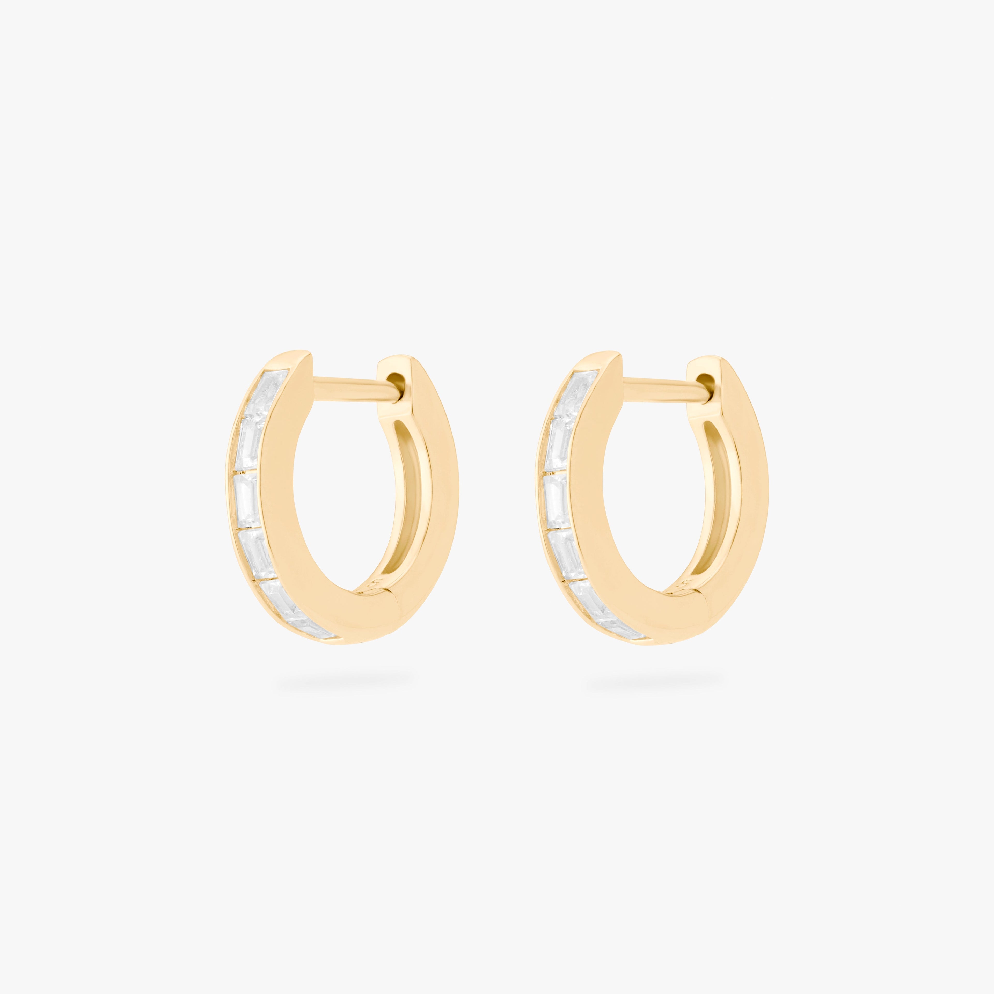 Mini Bezel Baguette Huggie