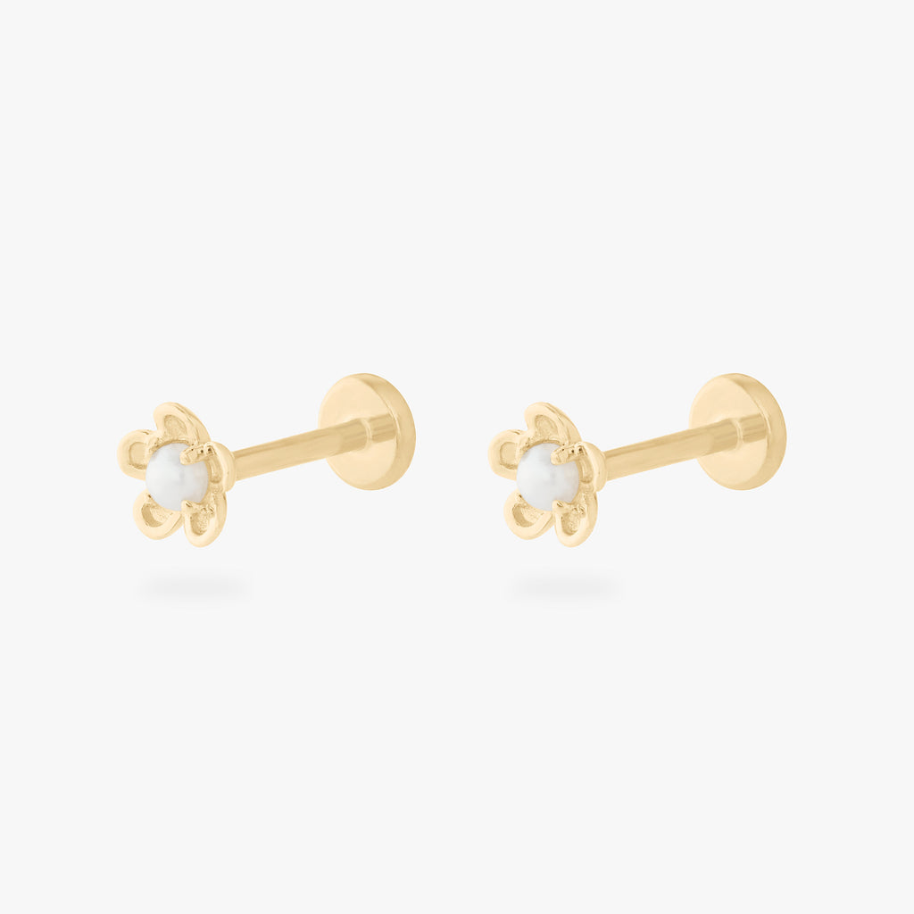 14K Pearl Daisy Flatback