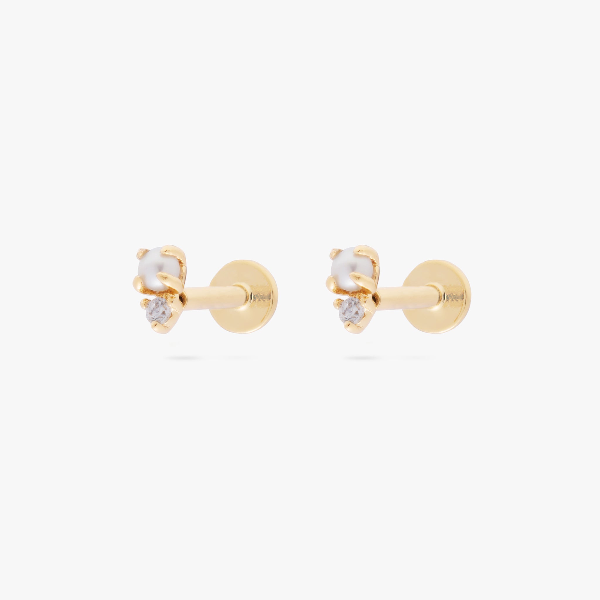 14K Stacked CZ Flatback Stud