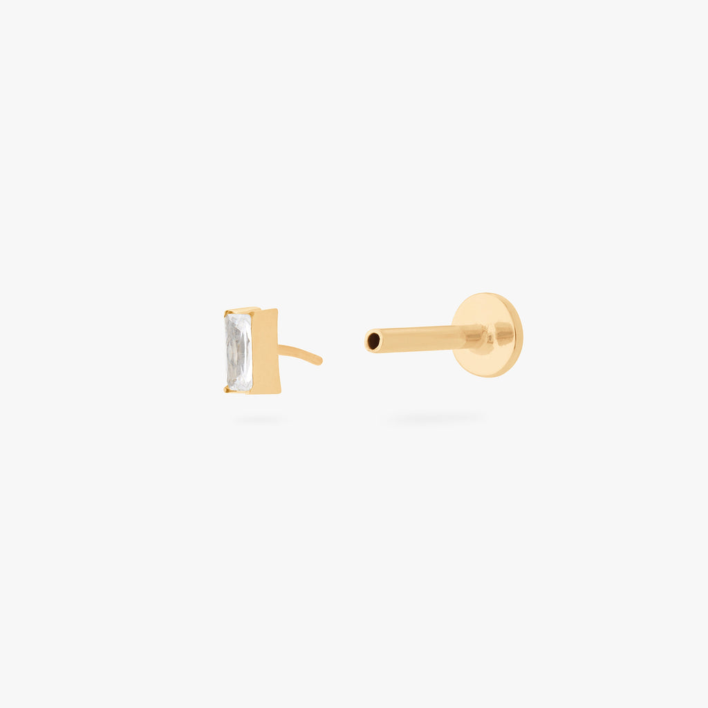 Golden Titanium Baguette Flatback Stud