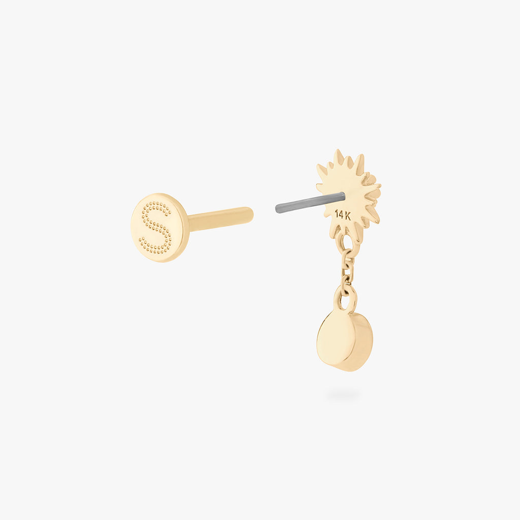 14K Twinkle Dangle Flatback Stud