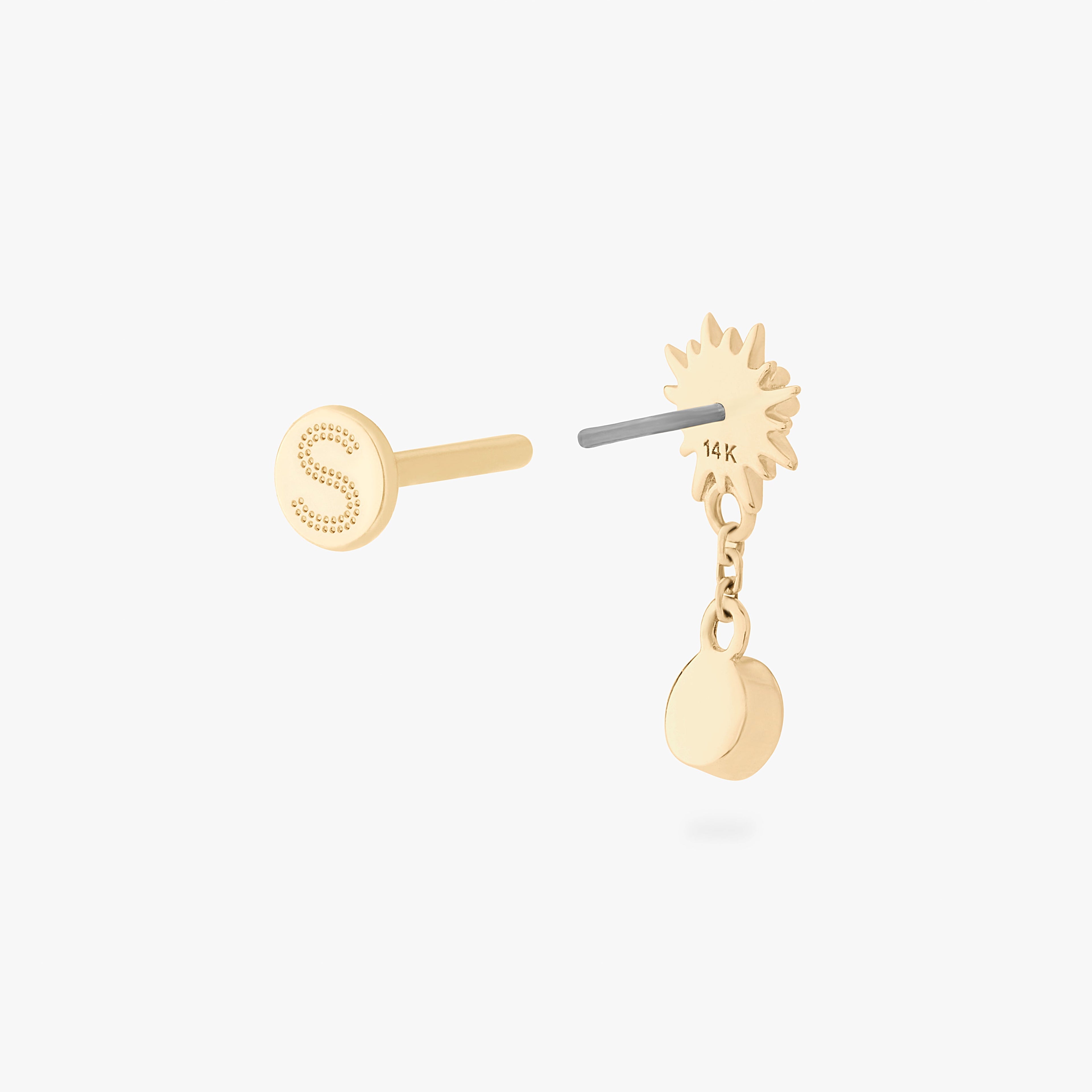 14K Twinkle Dangle Flatback Stud
