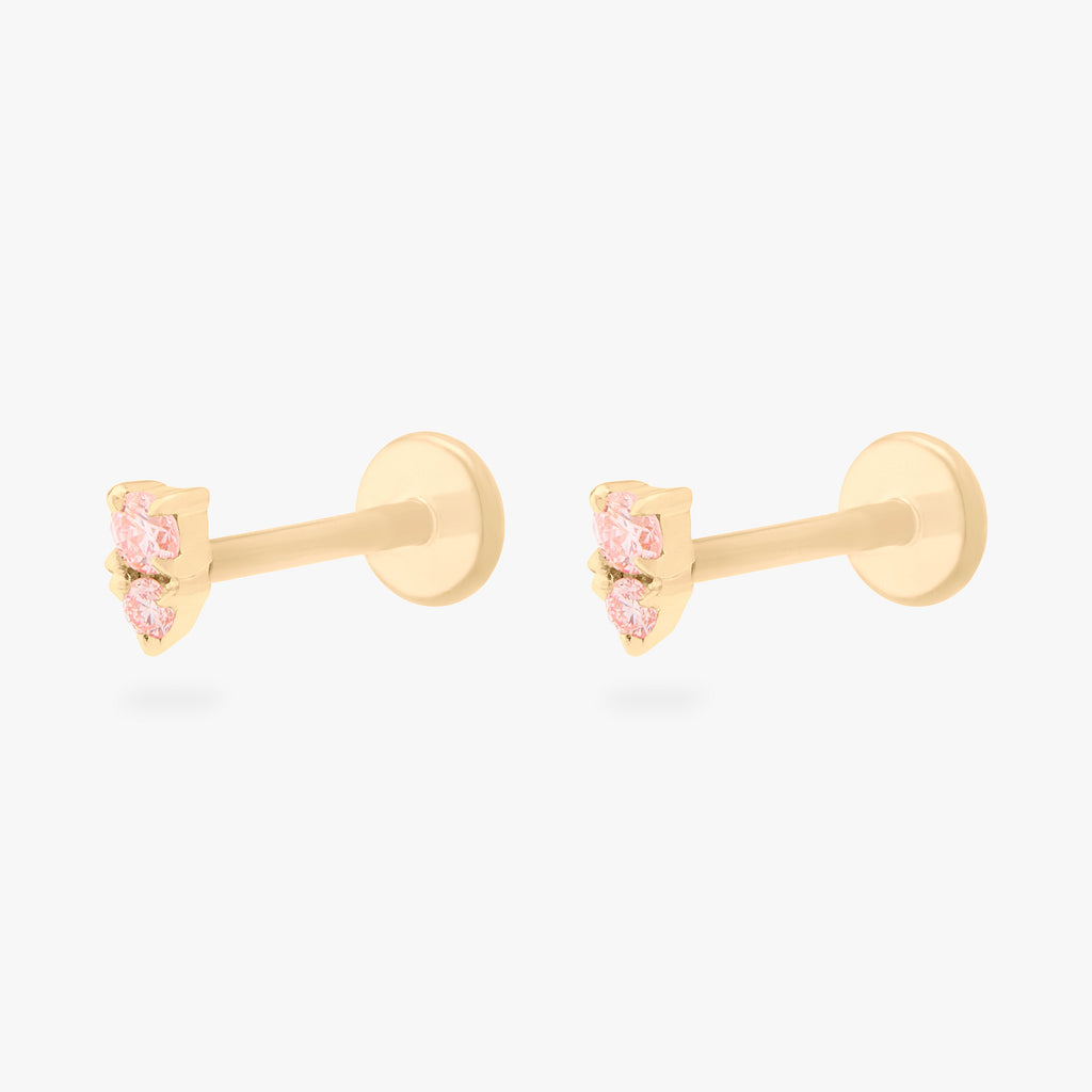14K Stacked Pink Diamond Flatback