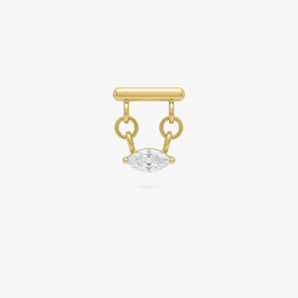 Golden Titanium Marquise Bar Flatback Stud