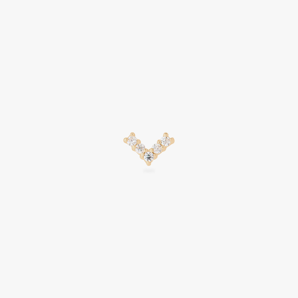 14K Pave V Flatback