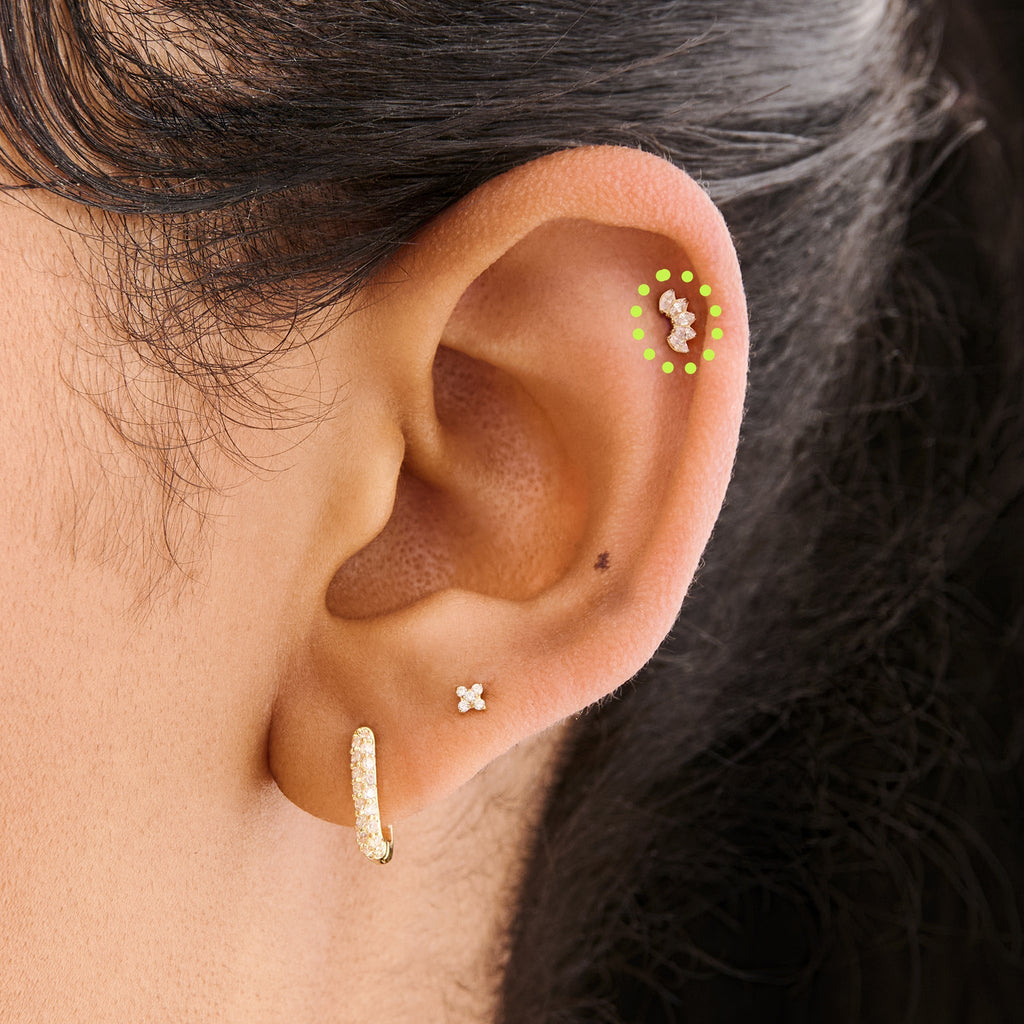 Micro Crown Marquise Flatback Stud