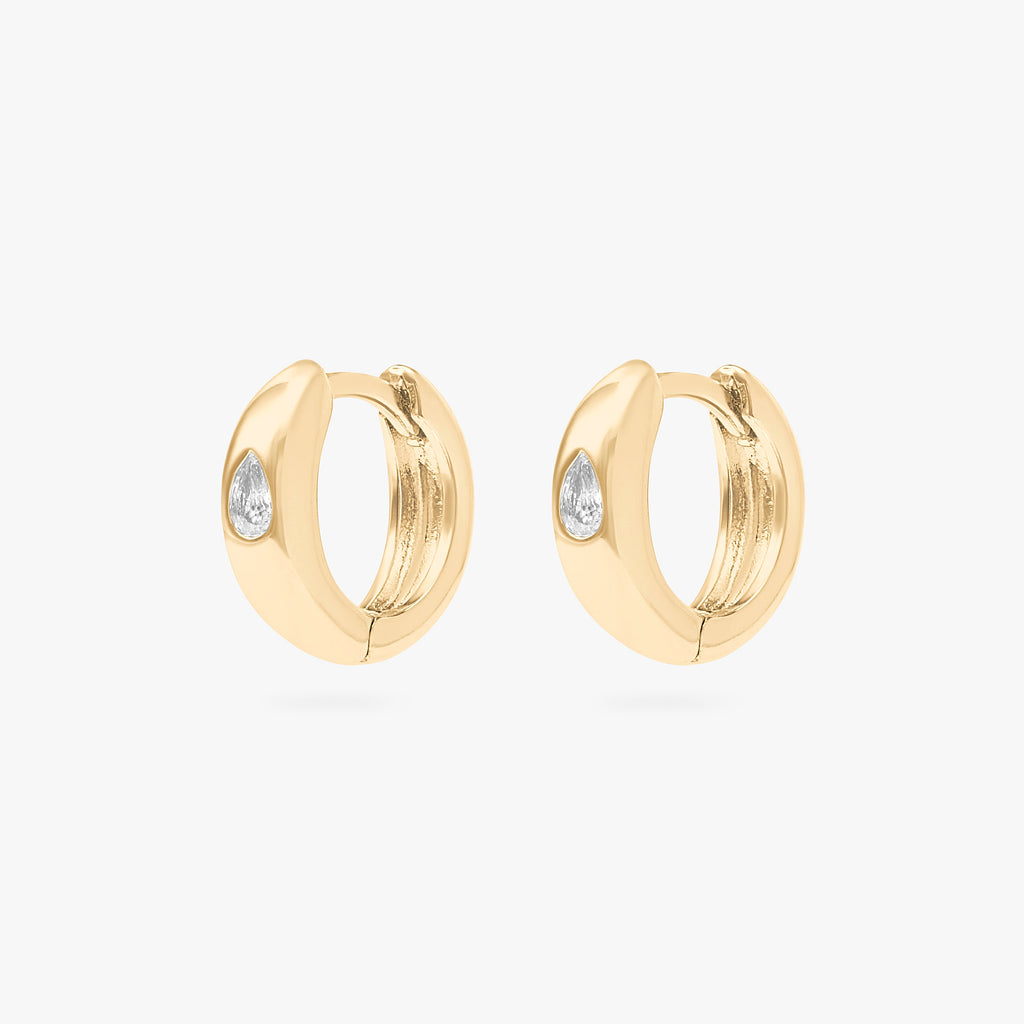 Chunky Pear CZ Huggie