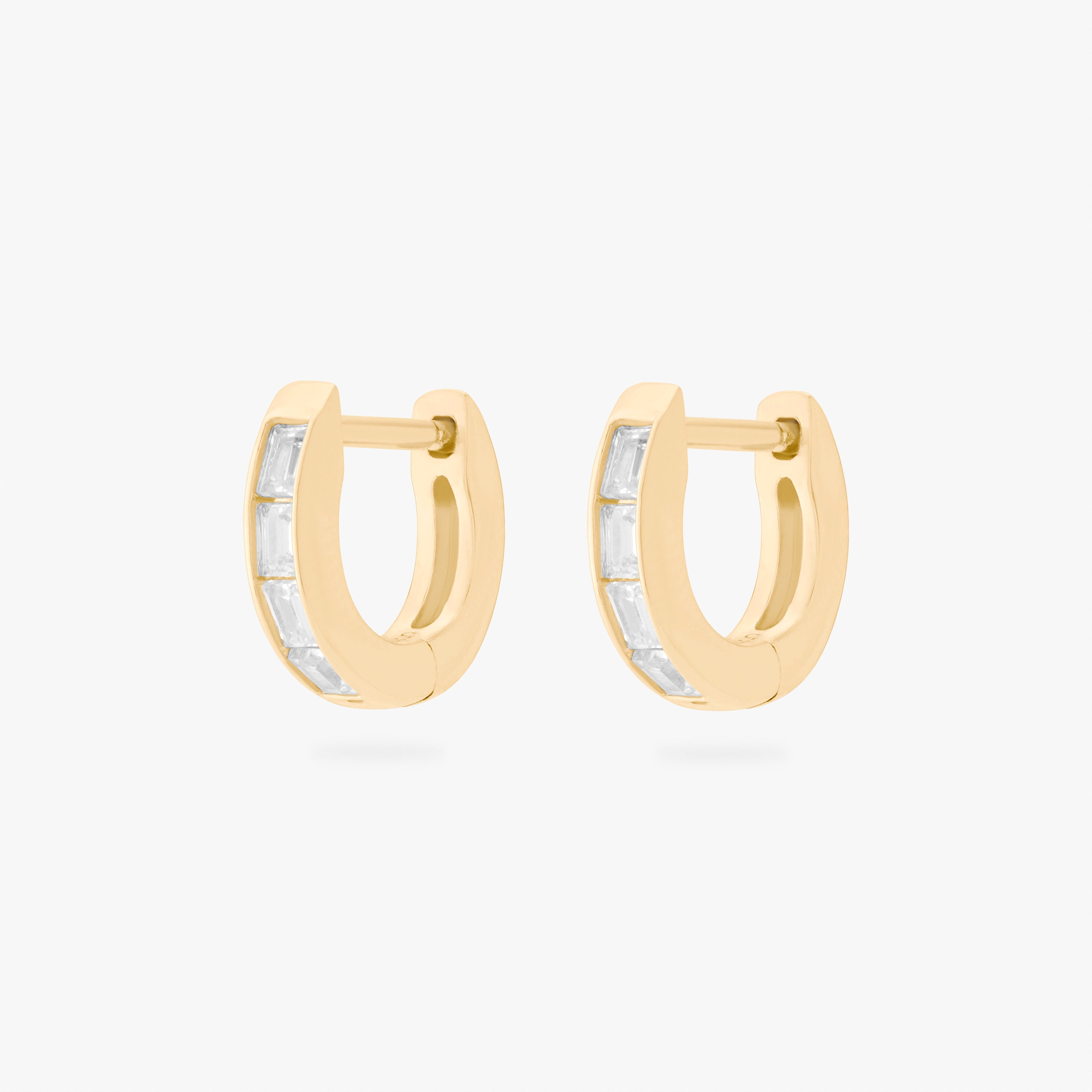 Micro Bezel Baguette Huggie