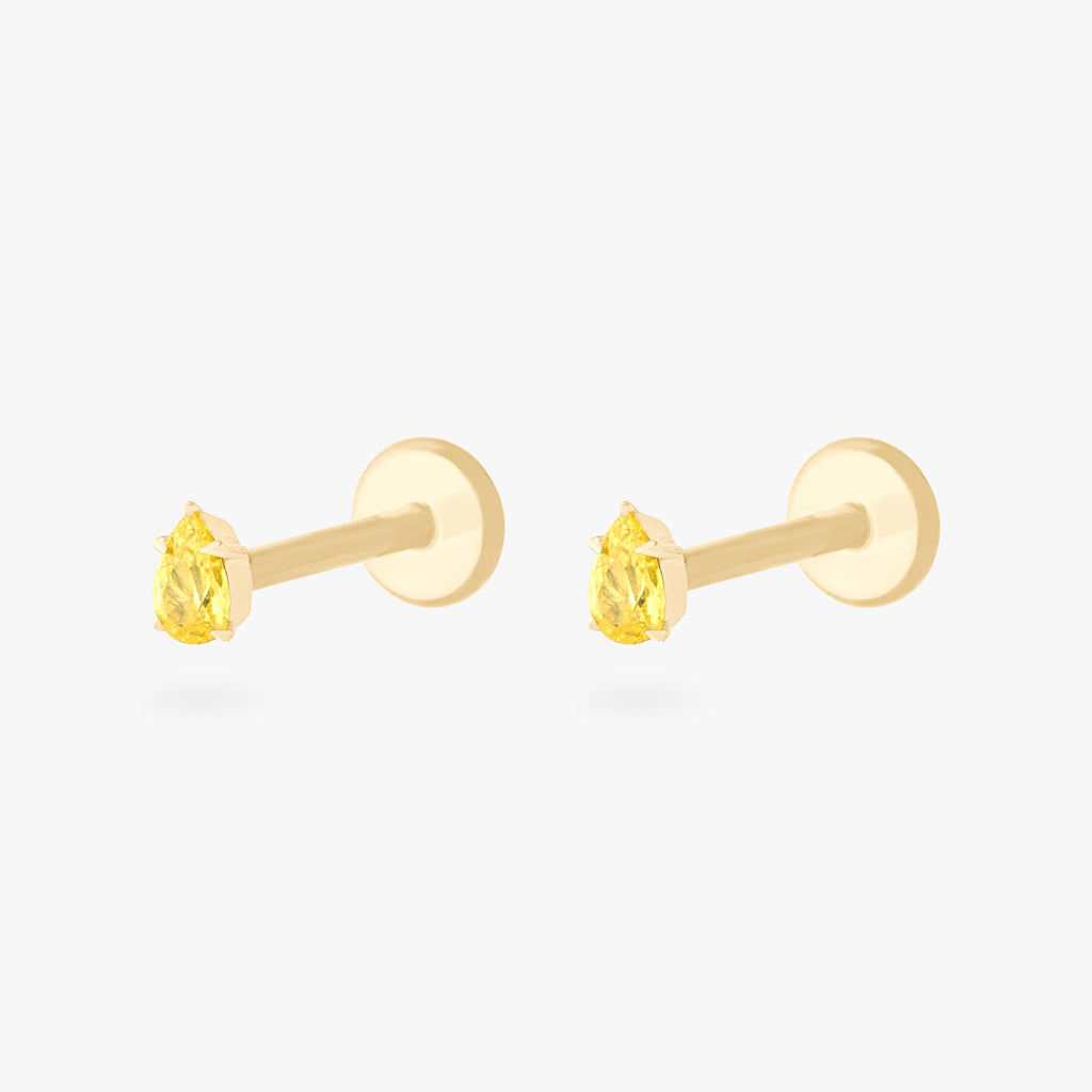 14K Pear Flatback