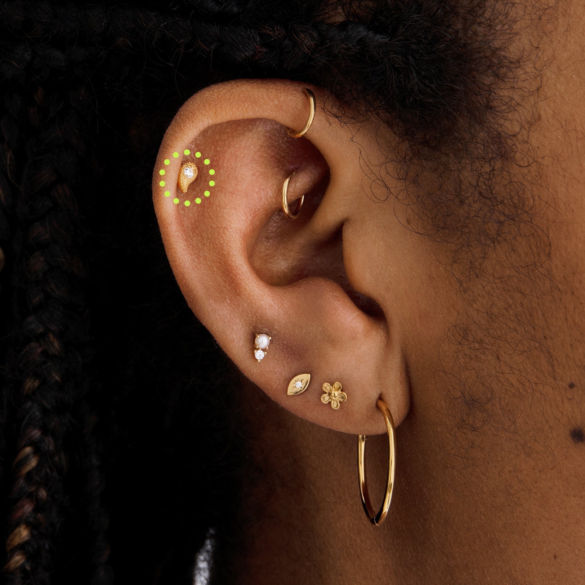 14K Paisley Flatback