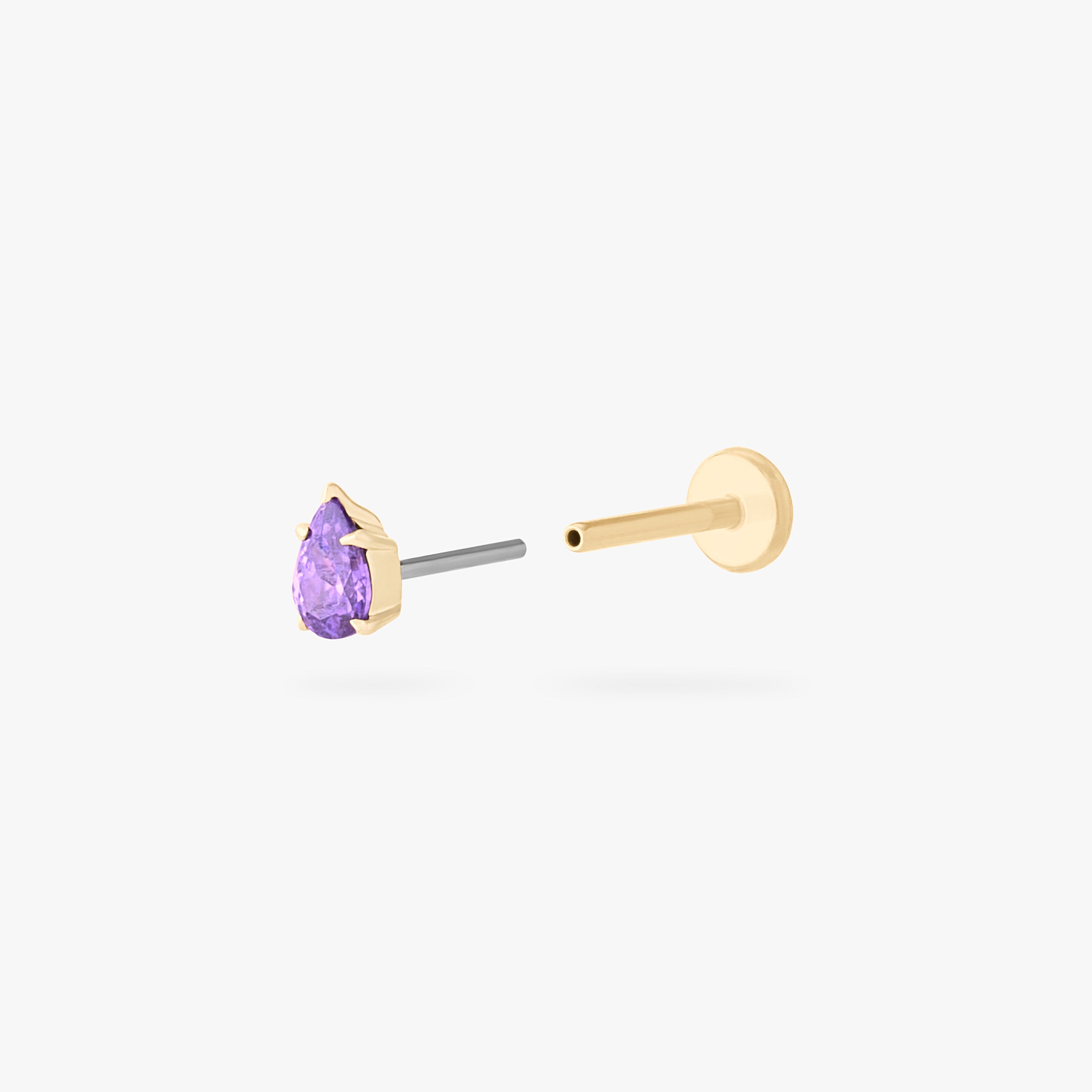 14K Pear Flatback