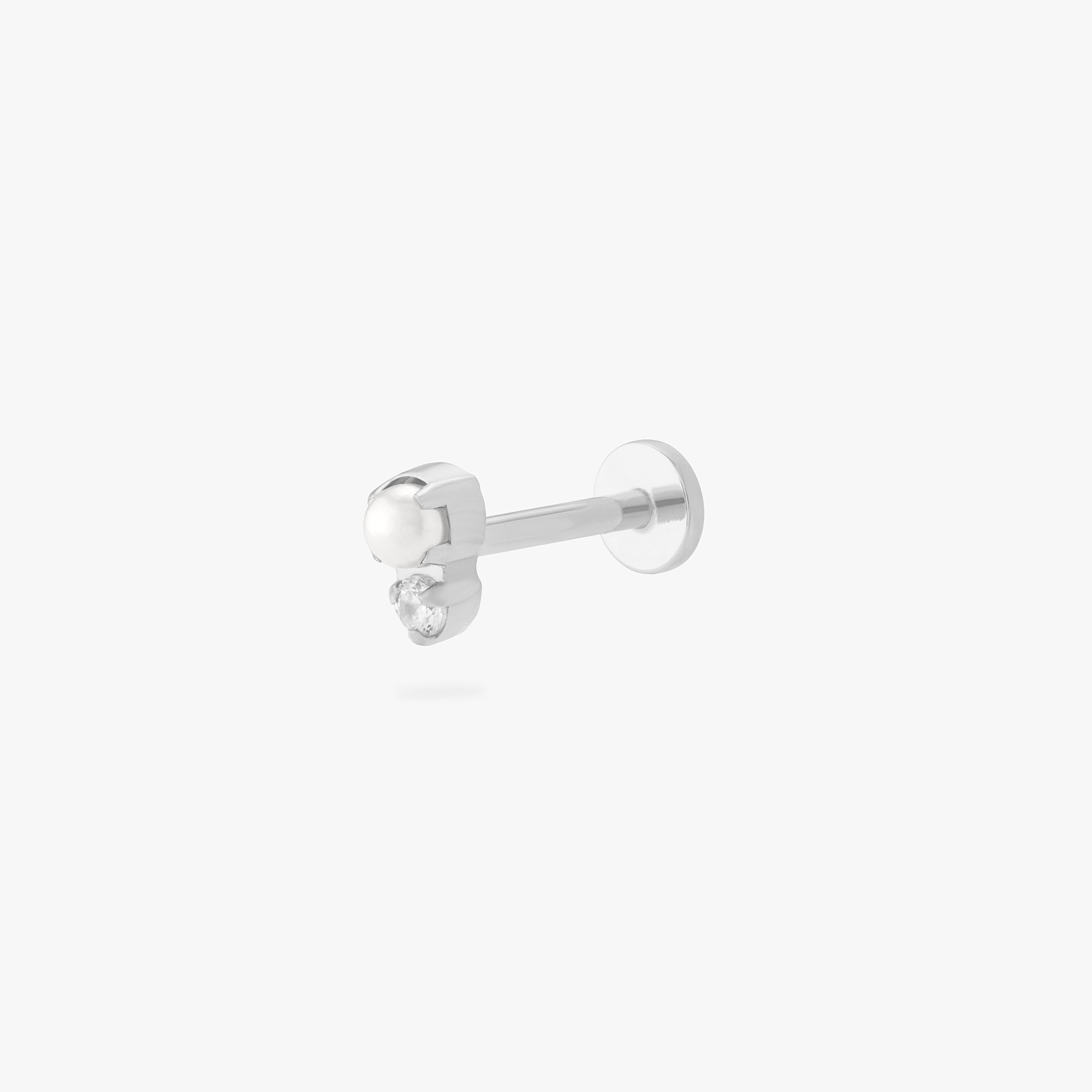 Stacked CZ Pearl Flatback Stud