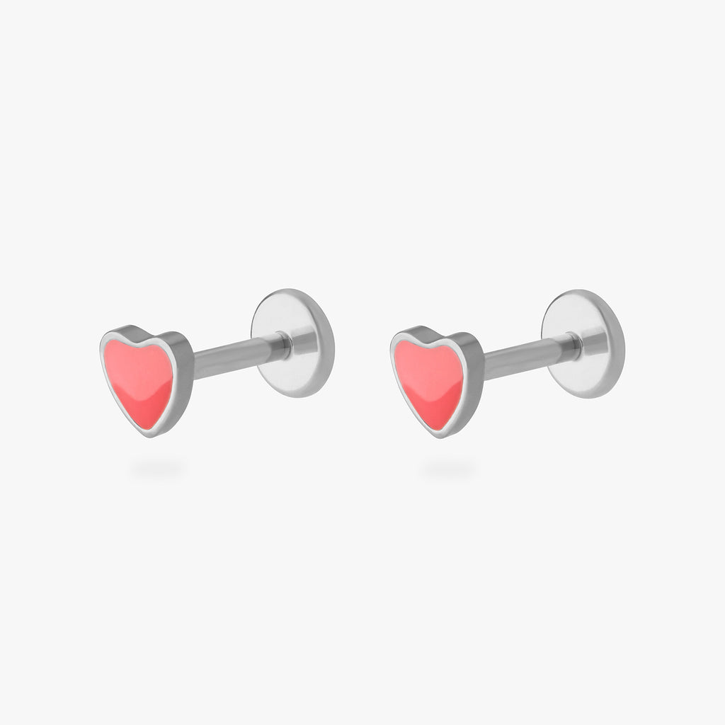 Titanium Enamel Heart Flatback