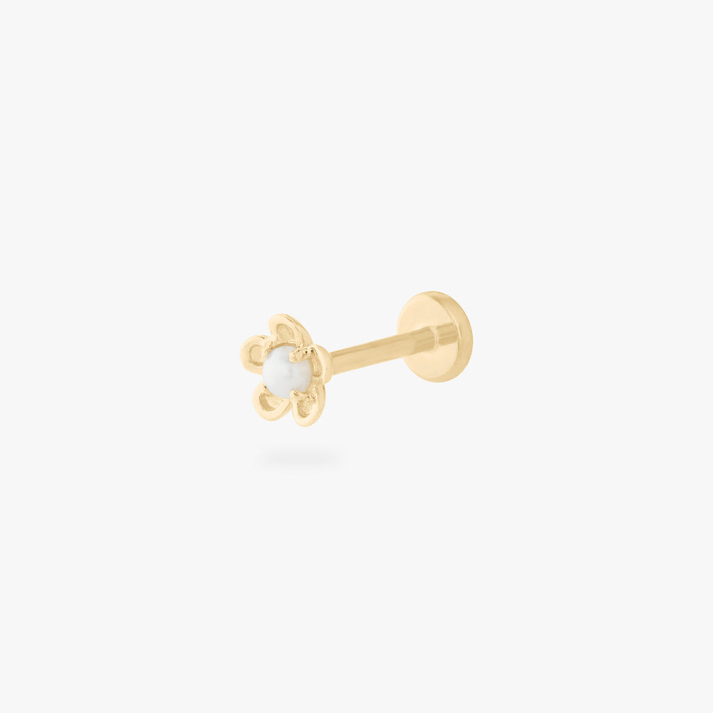 14K Pearl Daisy Flatback