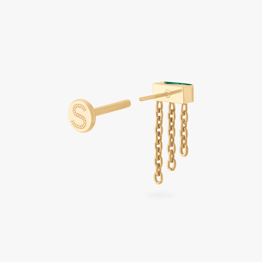 Chain Baguette Flatback Stud