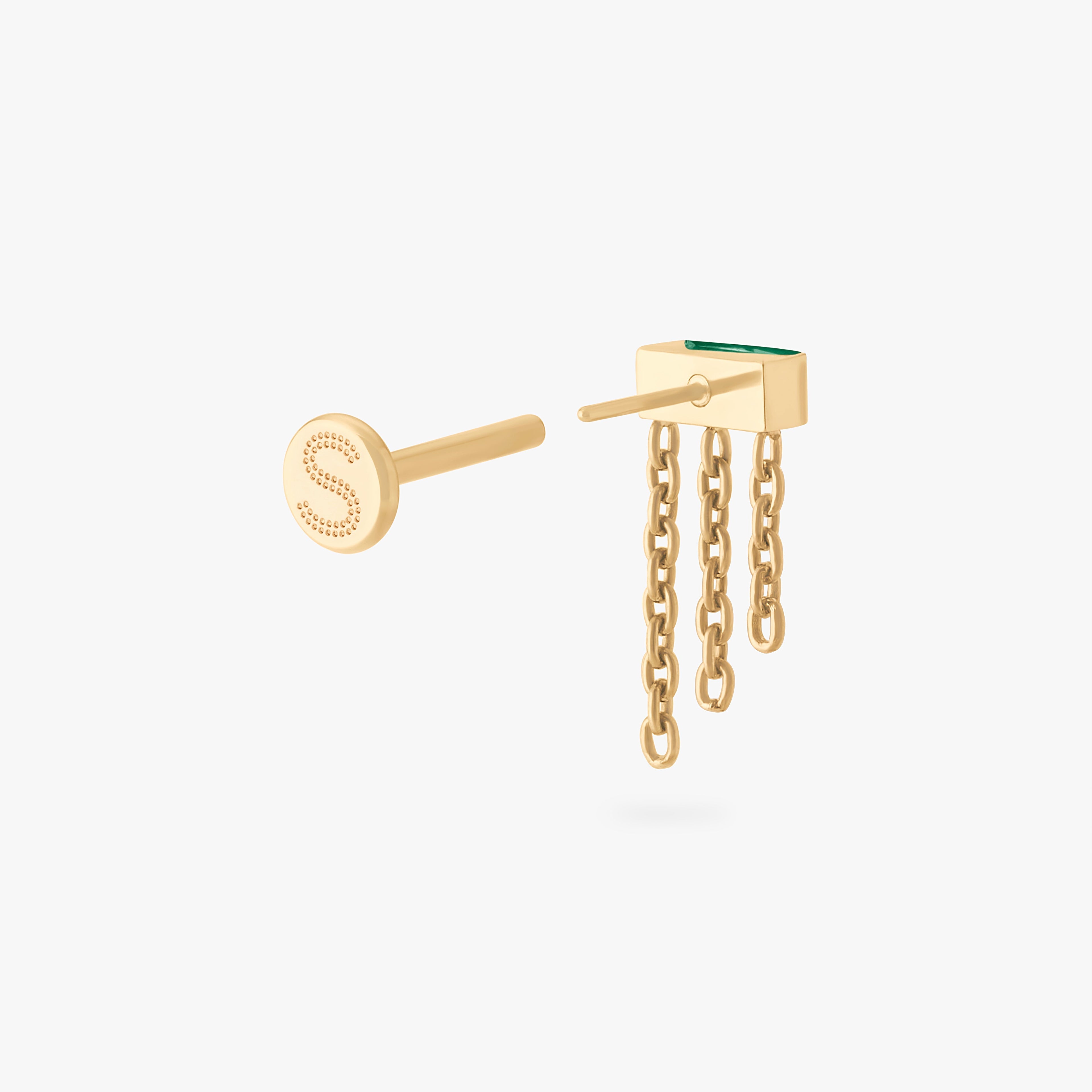 Chain Baguette Flatback Stud