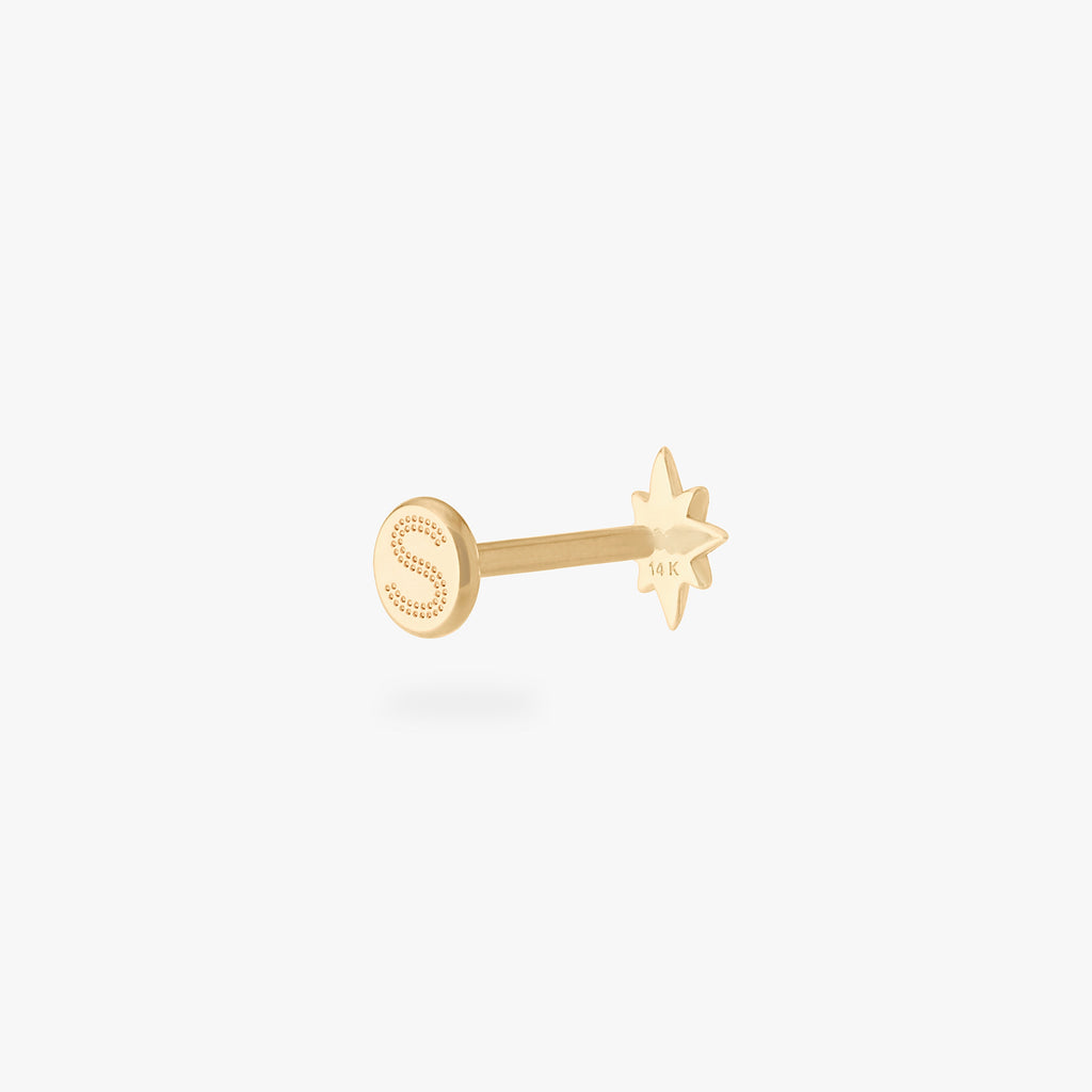 14K Twinkle Star Flatback Stud