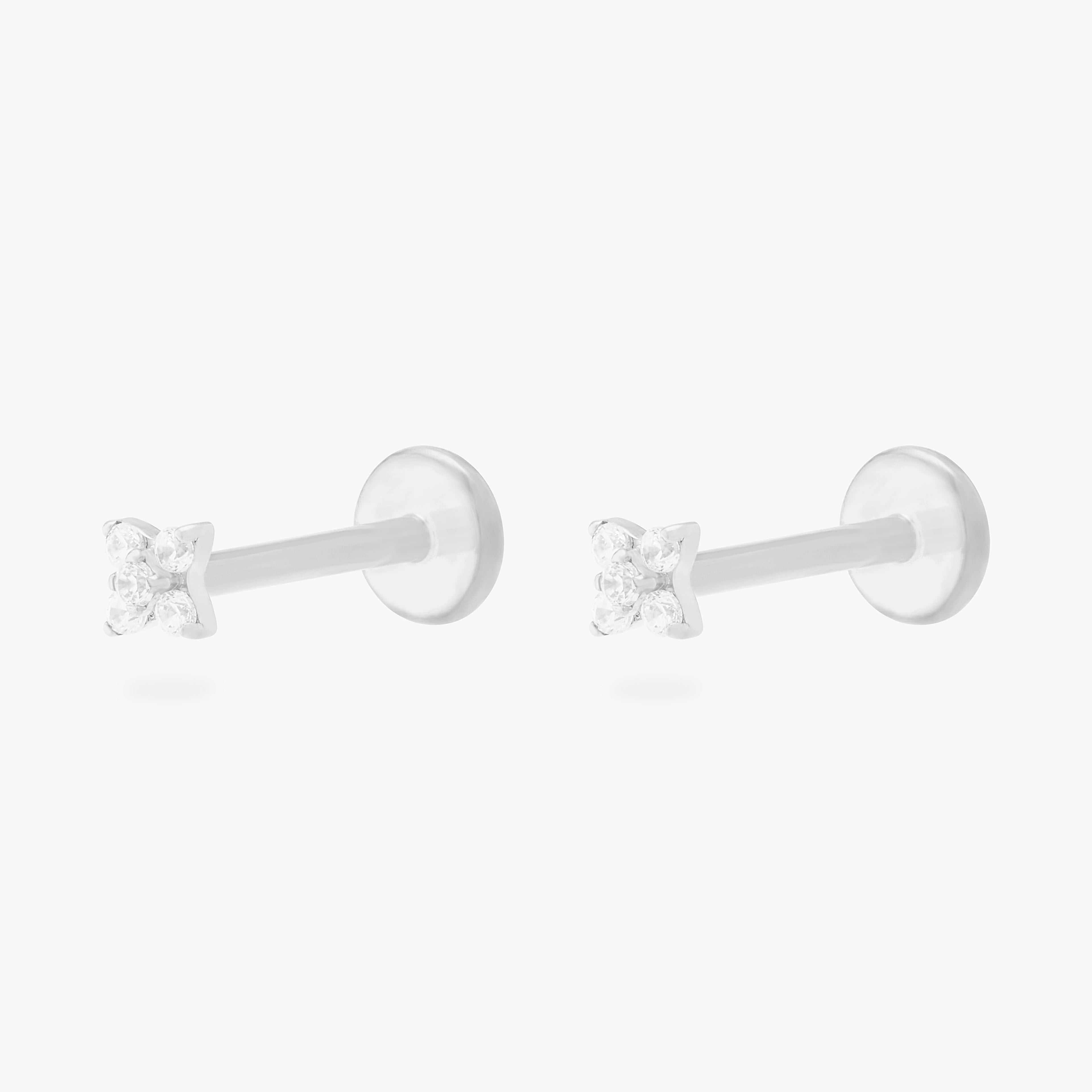 Pave X Flatback Stud