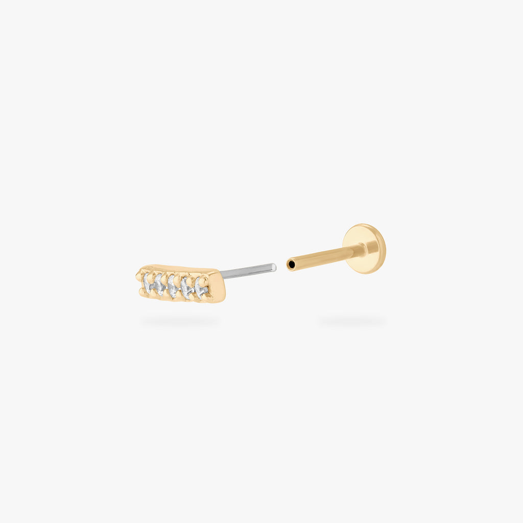 14K Pave Bar Flatback