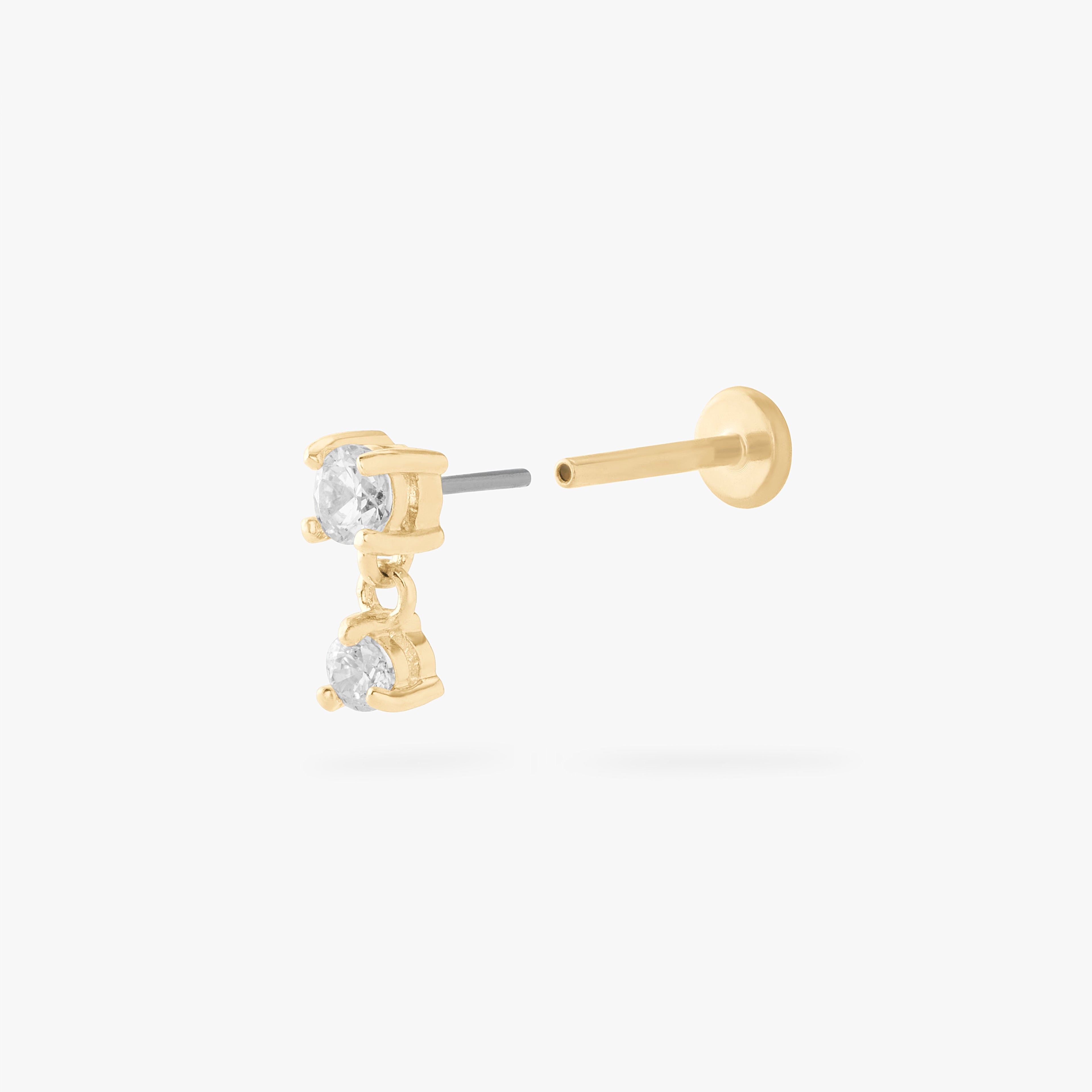 14K CZ Dangle Flatback