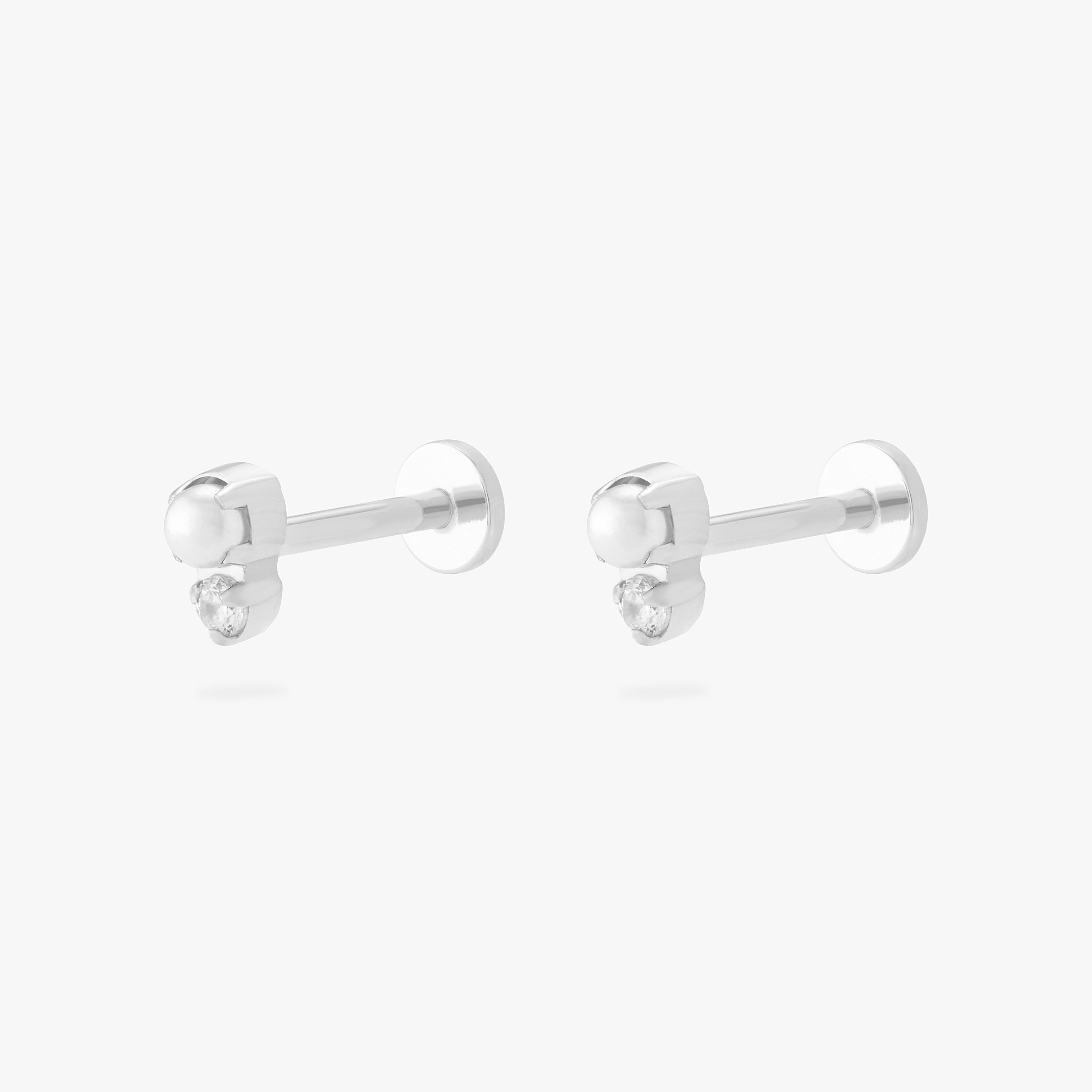 Stacked CZ Pearl Flatback Stud