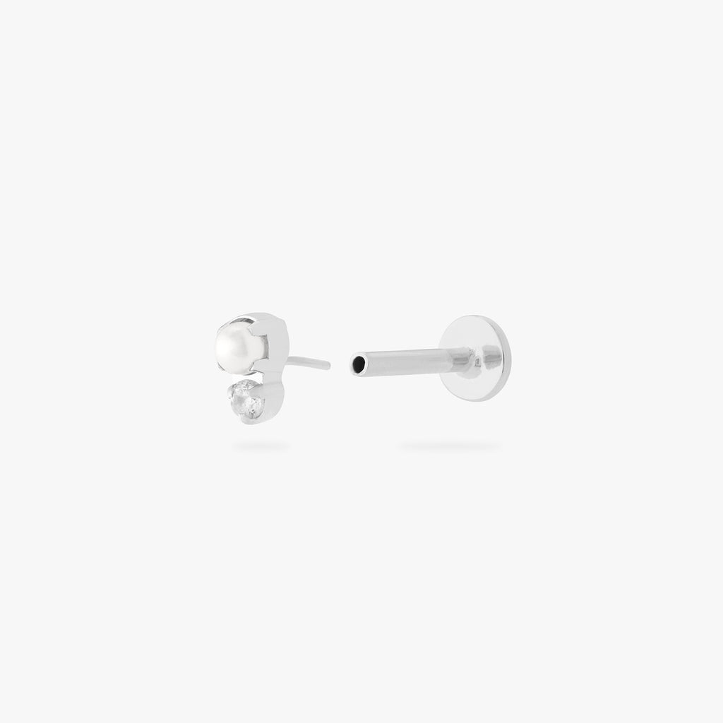 Stacked CZ Pearl Flatback Stud