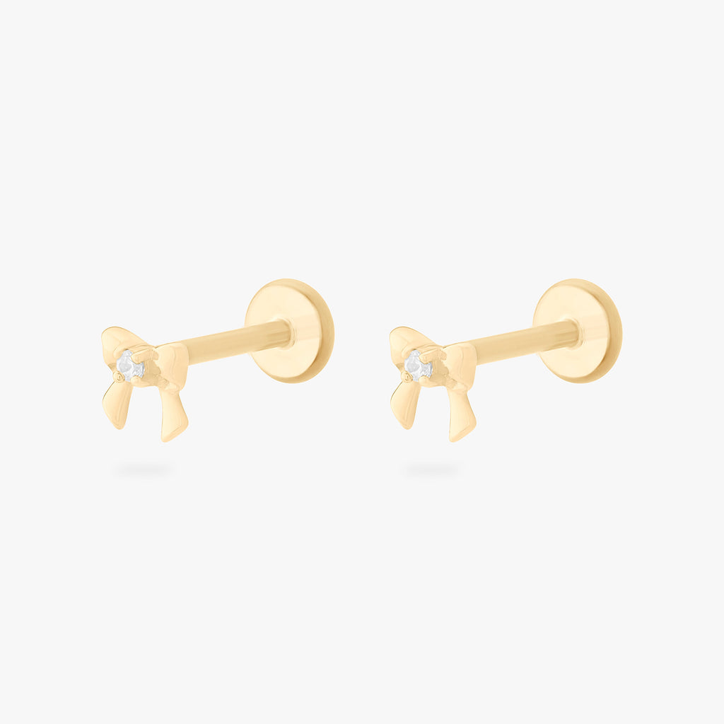 14K CZ Bow Flatback