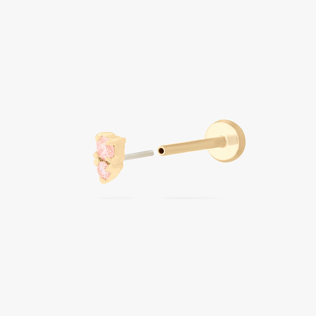 14K Stacked Pink Diamond Flatback
