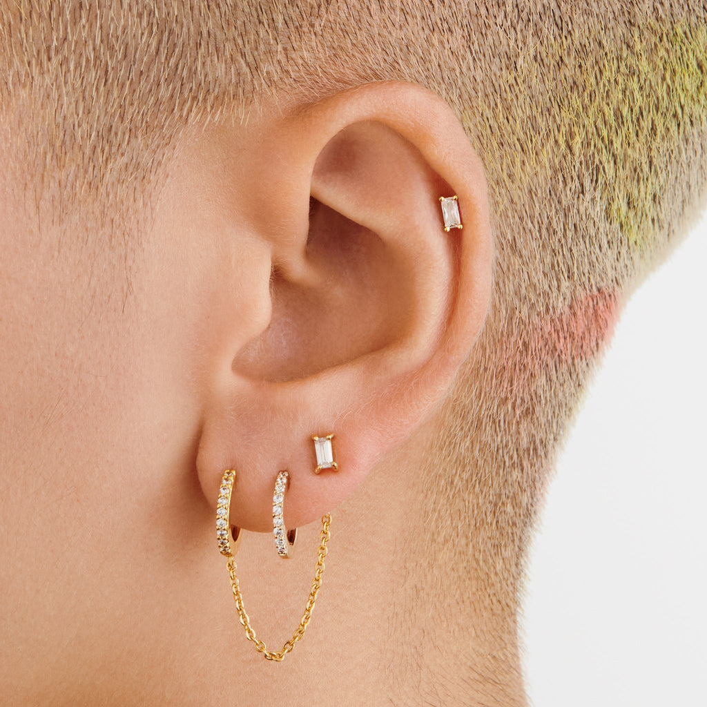Mini Pavé Chain Huggie
