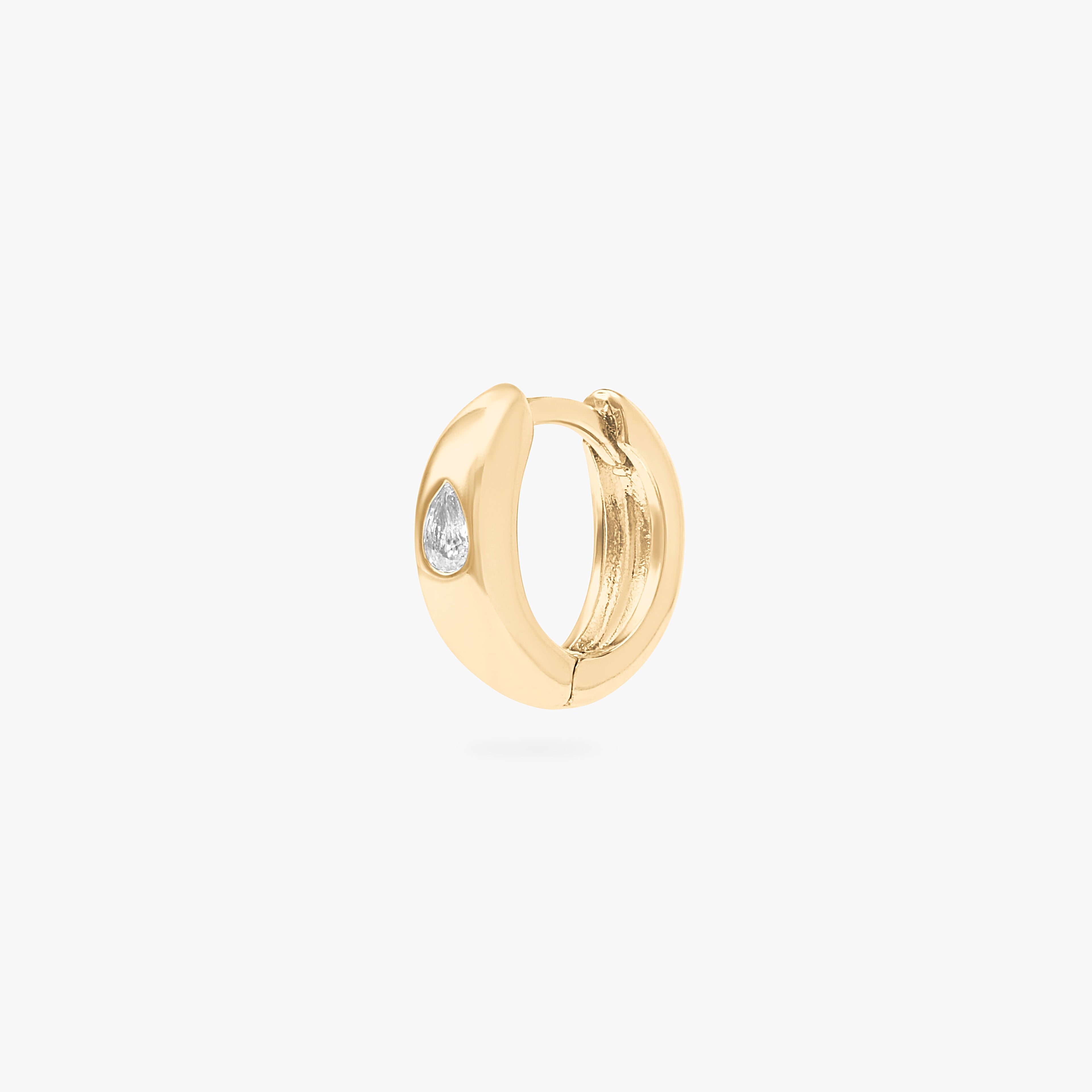 Chunky Pear CZ Huggie
