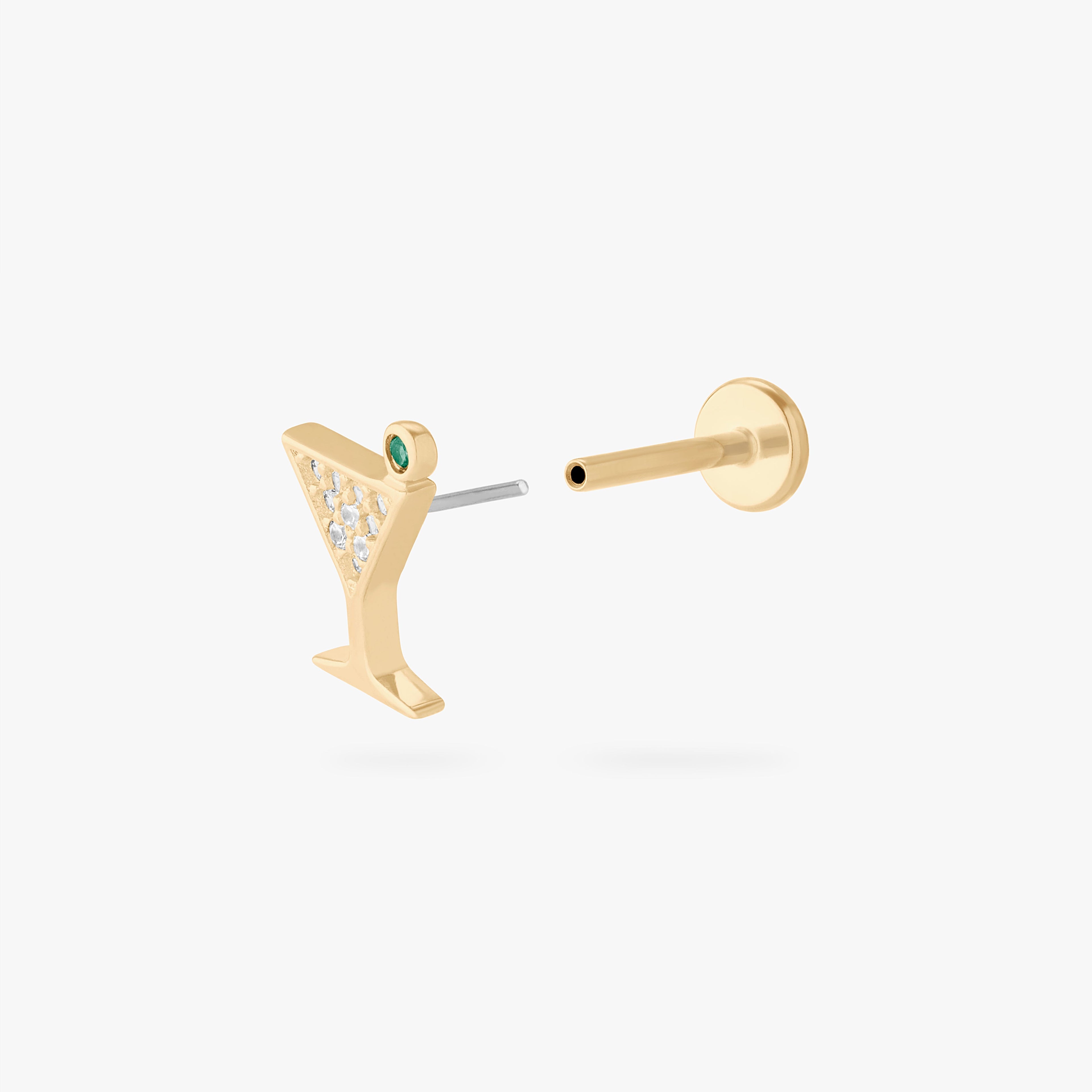 14K Pave Martini Flatback