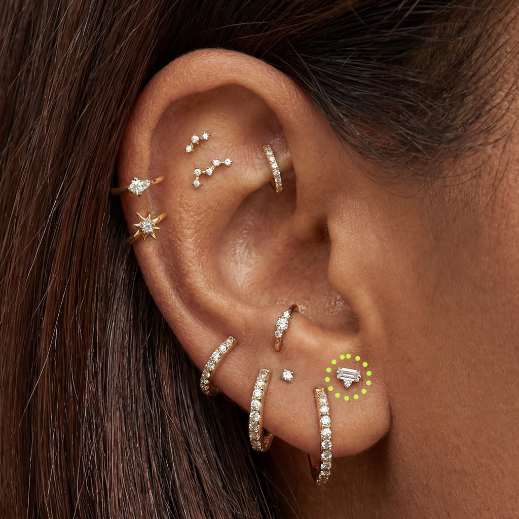 Micro Stacked Baguette Flatback Stud