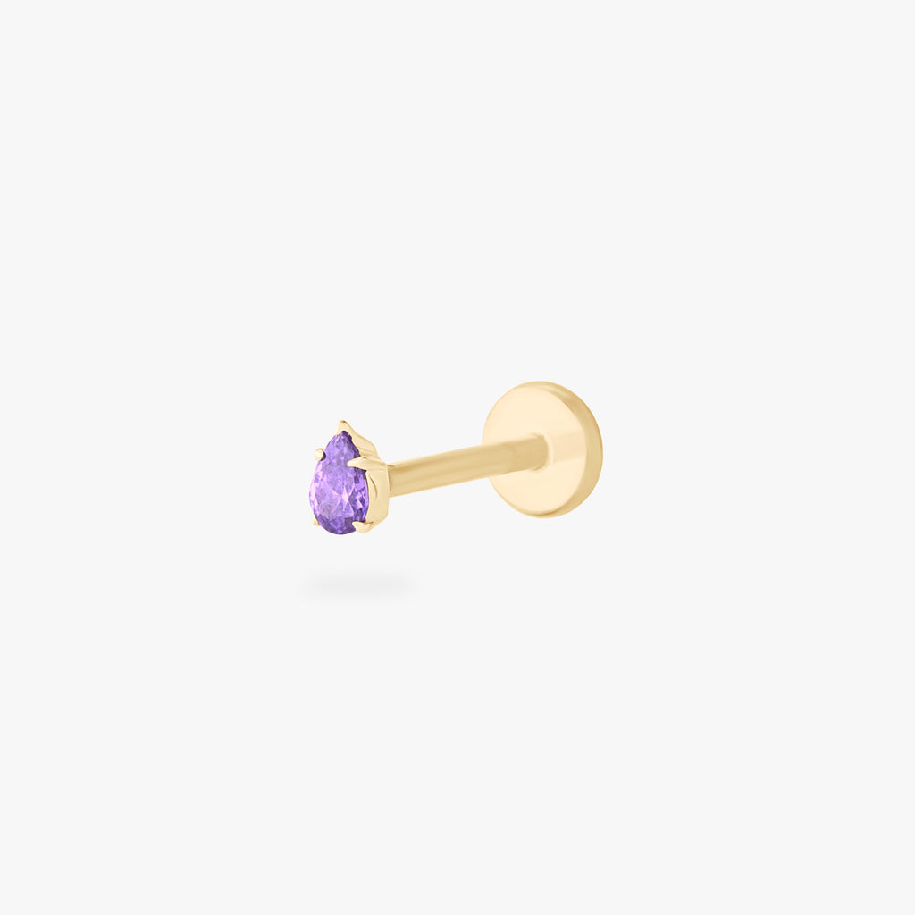 14K Pear Flatback
