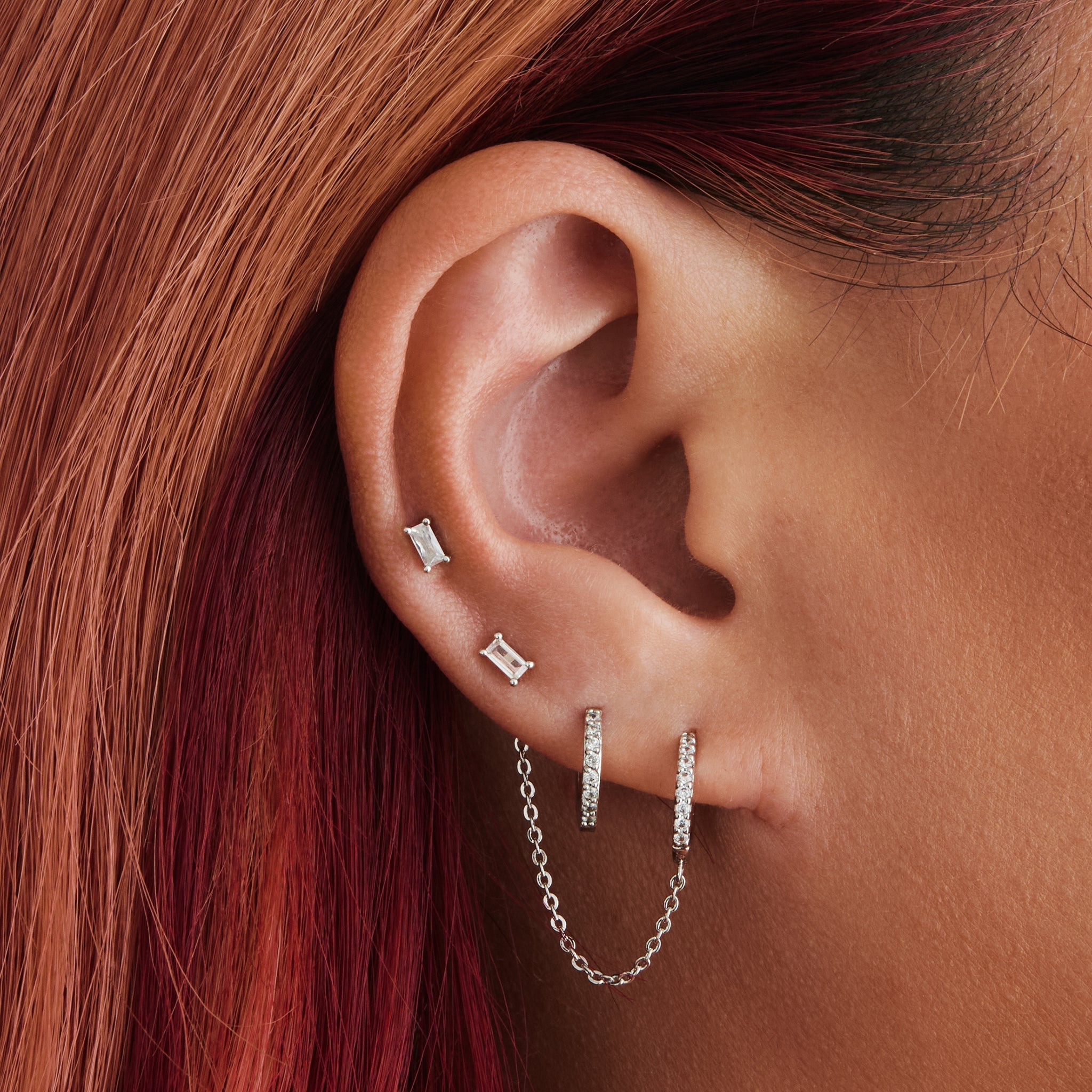 Mini Pavé Chain Huggie