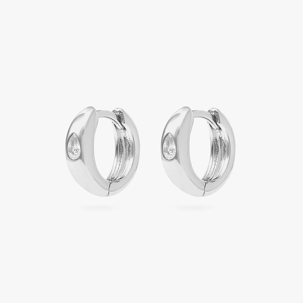 Chunky Pear CZ Huggie