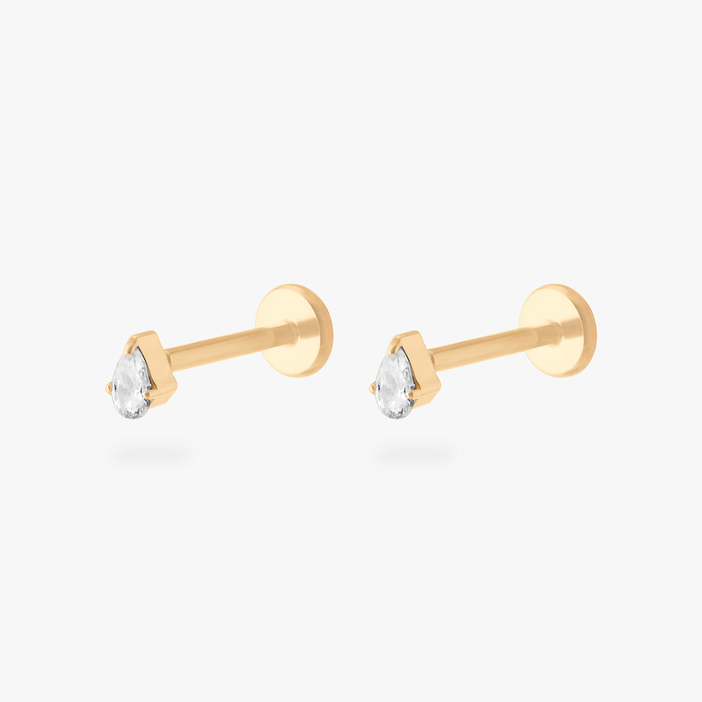 Pear CZ Flatback Stud