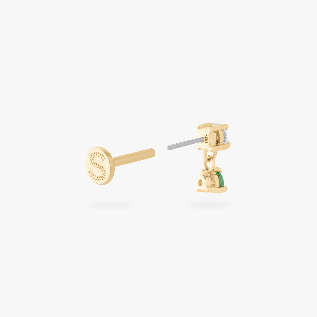 14K CZ Dangle Flatback