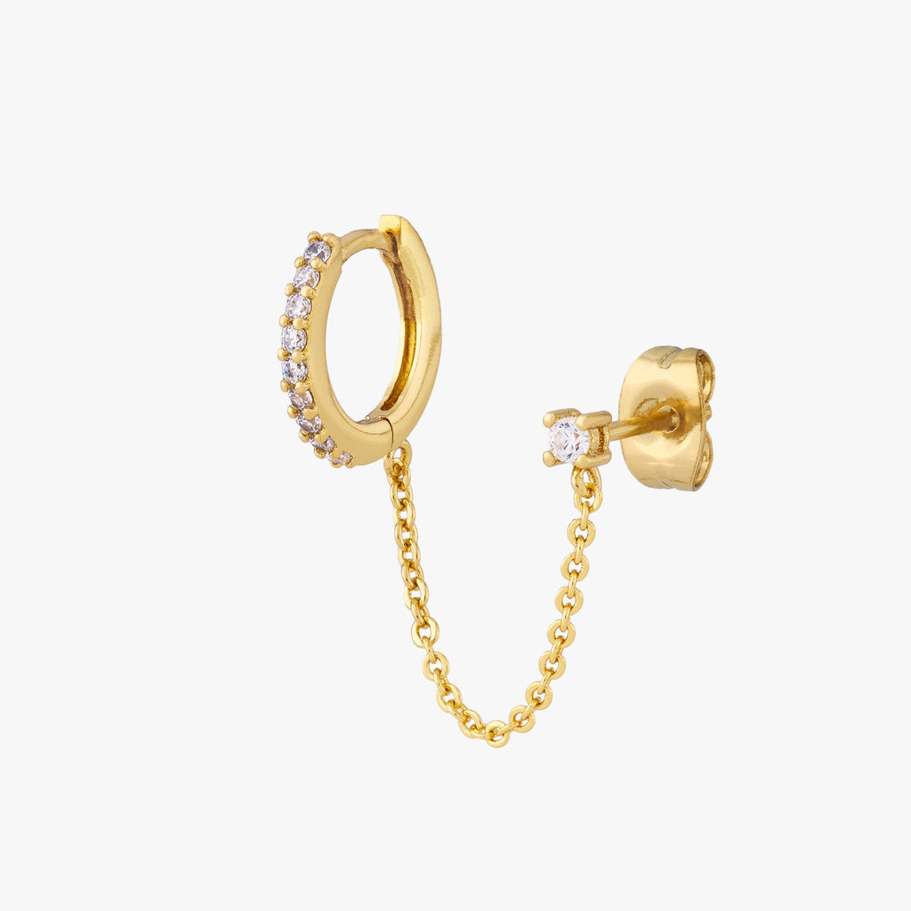 Chained Pave Huggie x CZ Stud