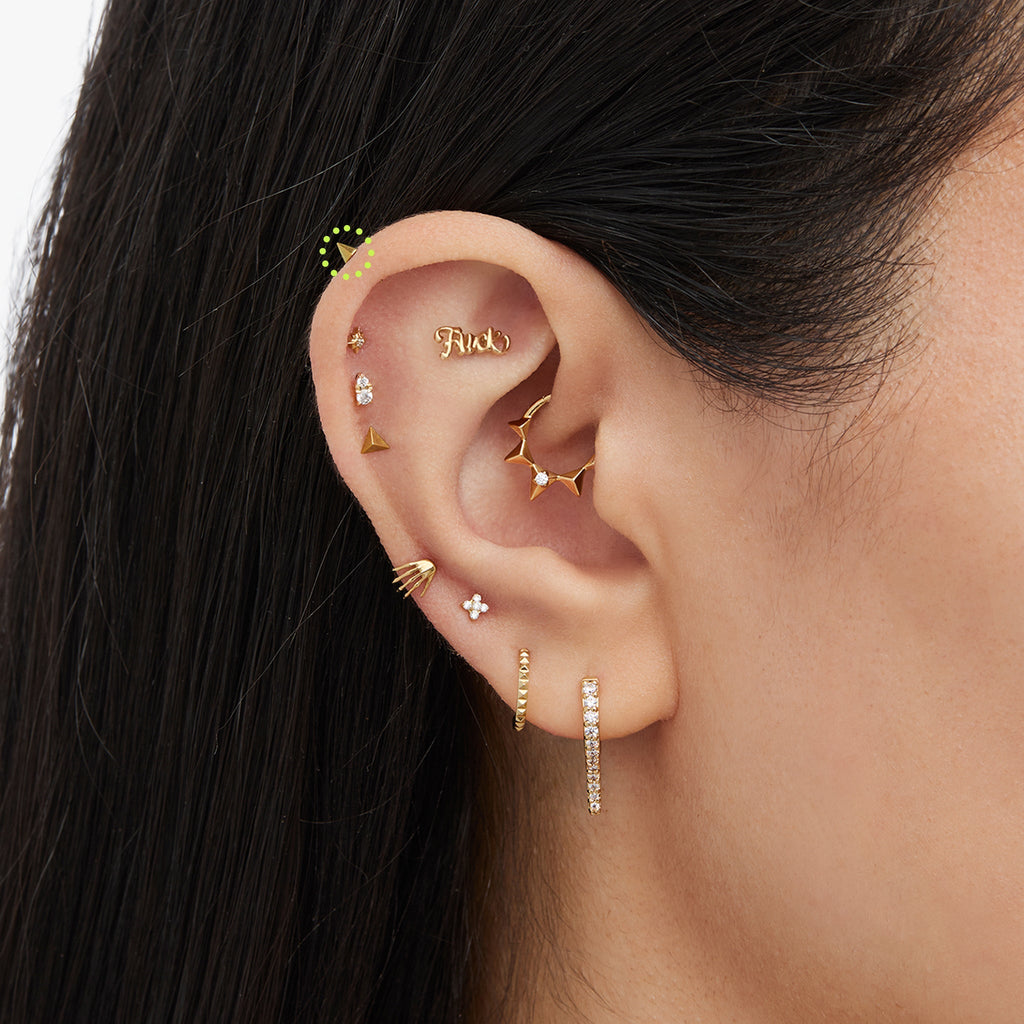 Golden Titanium Spike Flatback Stud