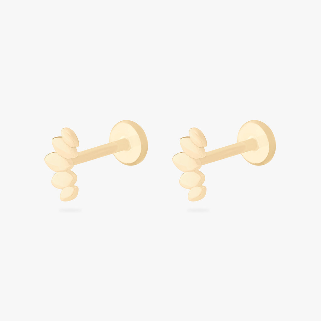14K Solid Marquise Flatback Stud