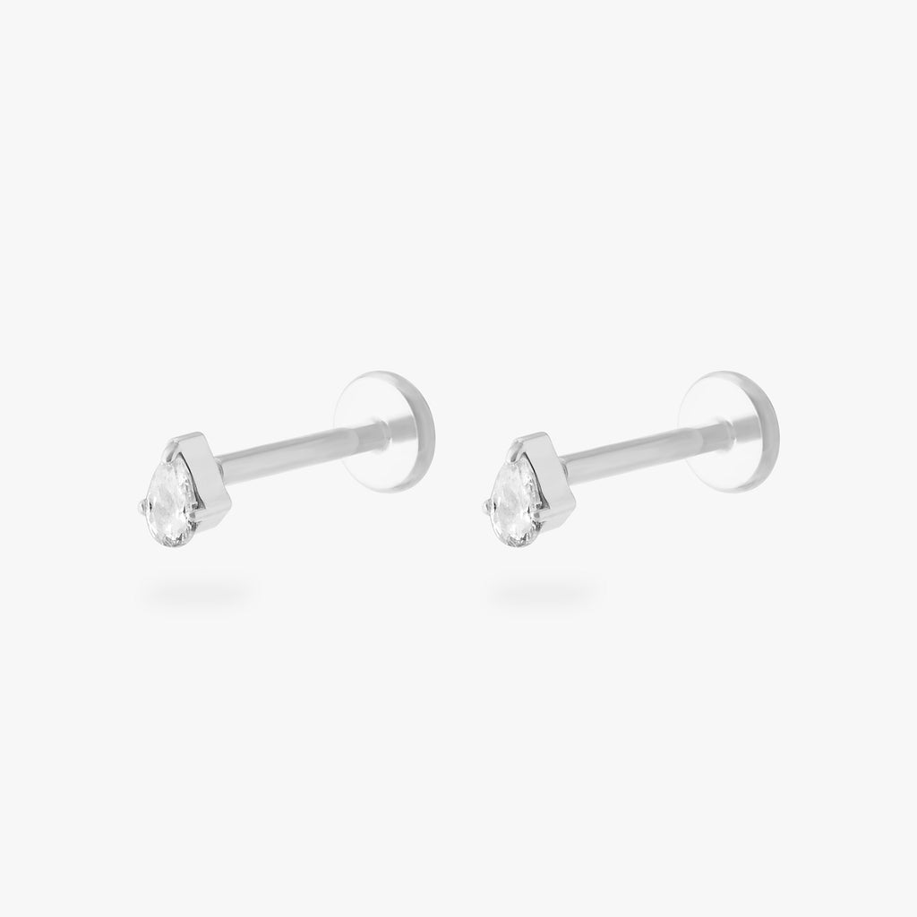 Pear CZ Flatback Stud
