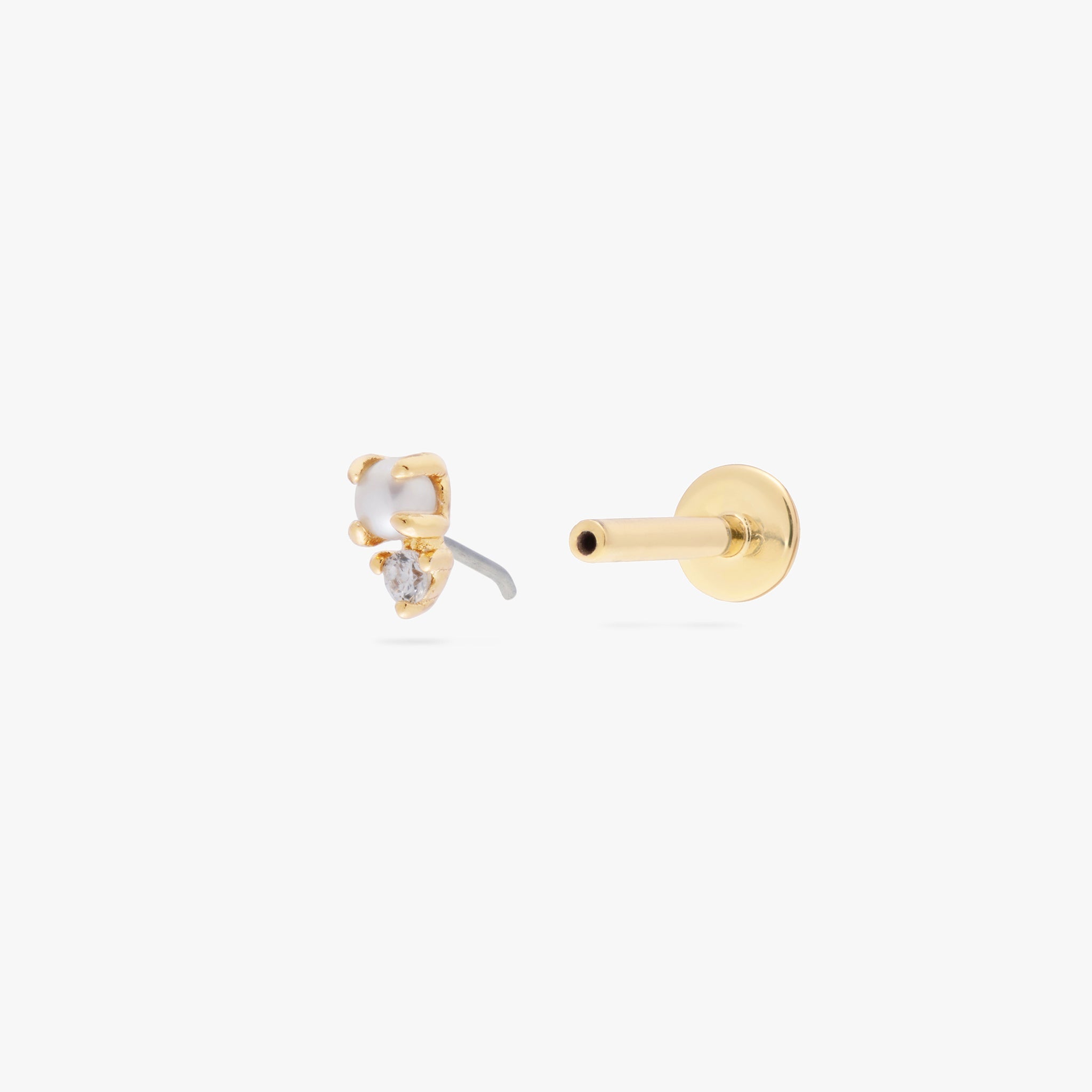 14K Stacked CZ Flatback Stud