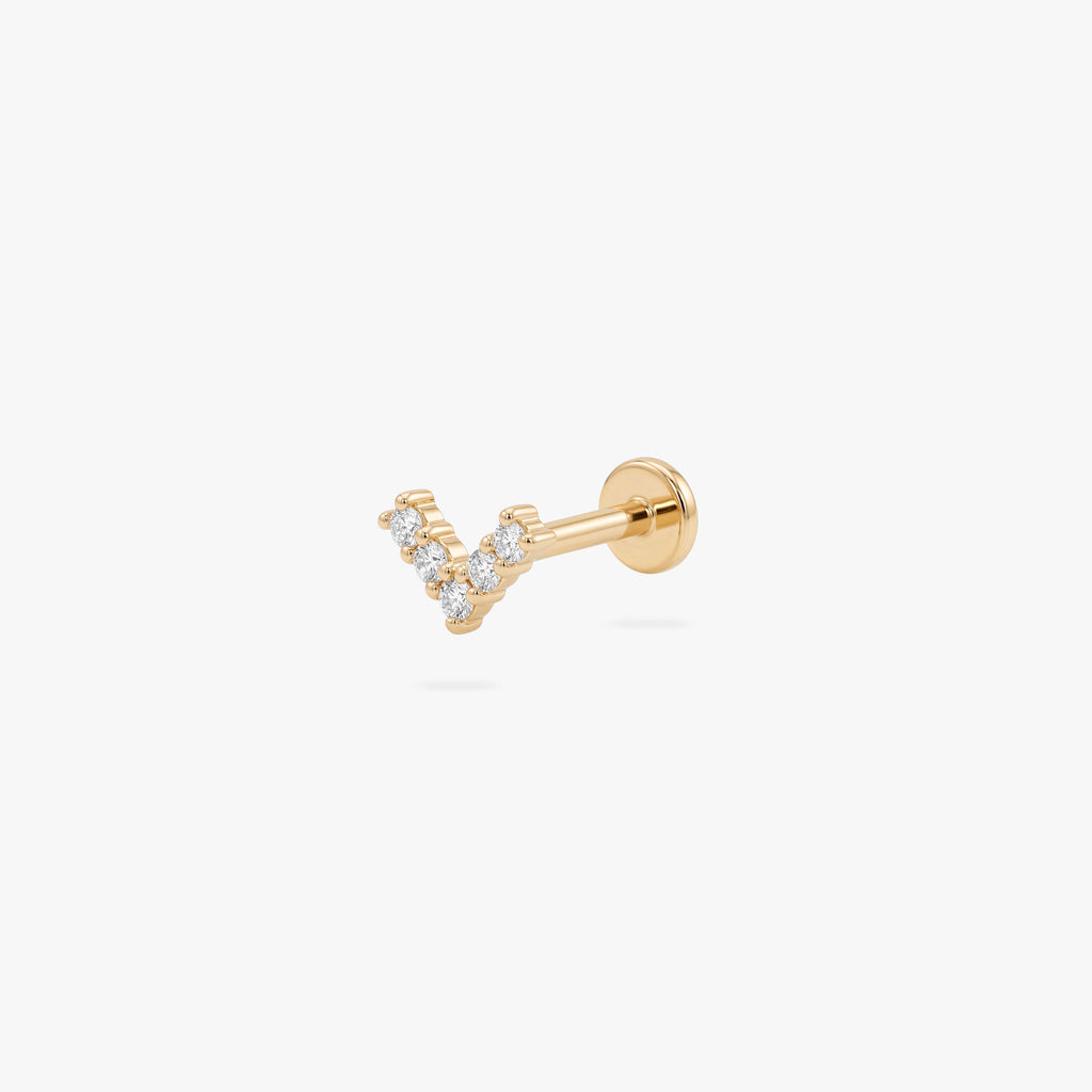 14K Pave V Flatback