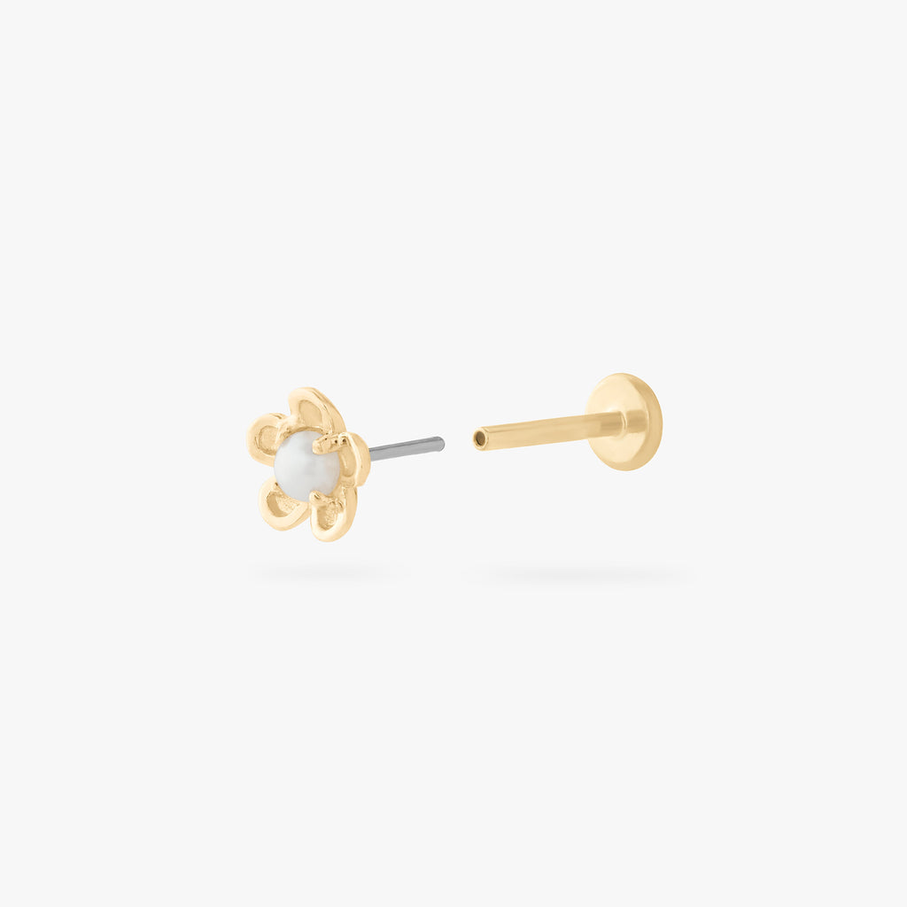 14K Pearl Daisy Flatback