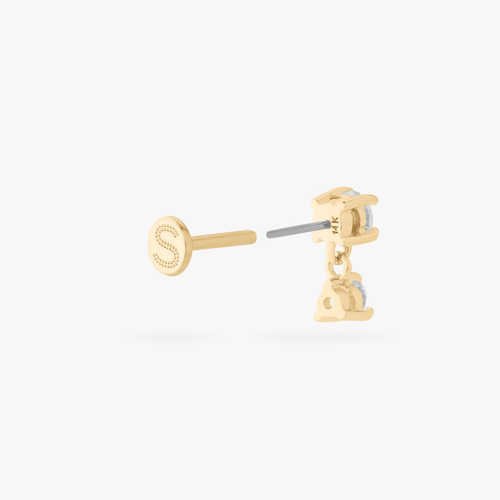 14K CZ Dangle Flatback