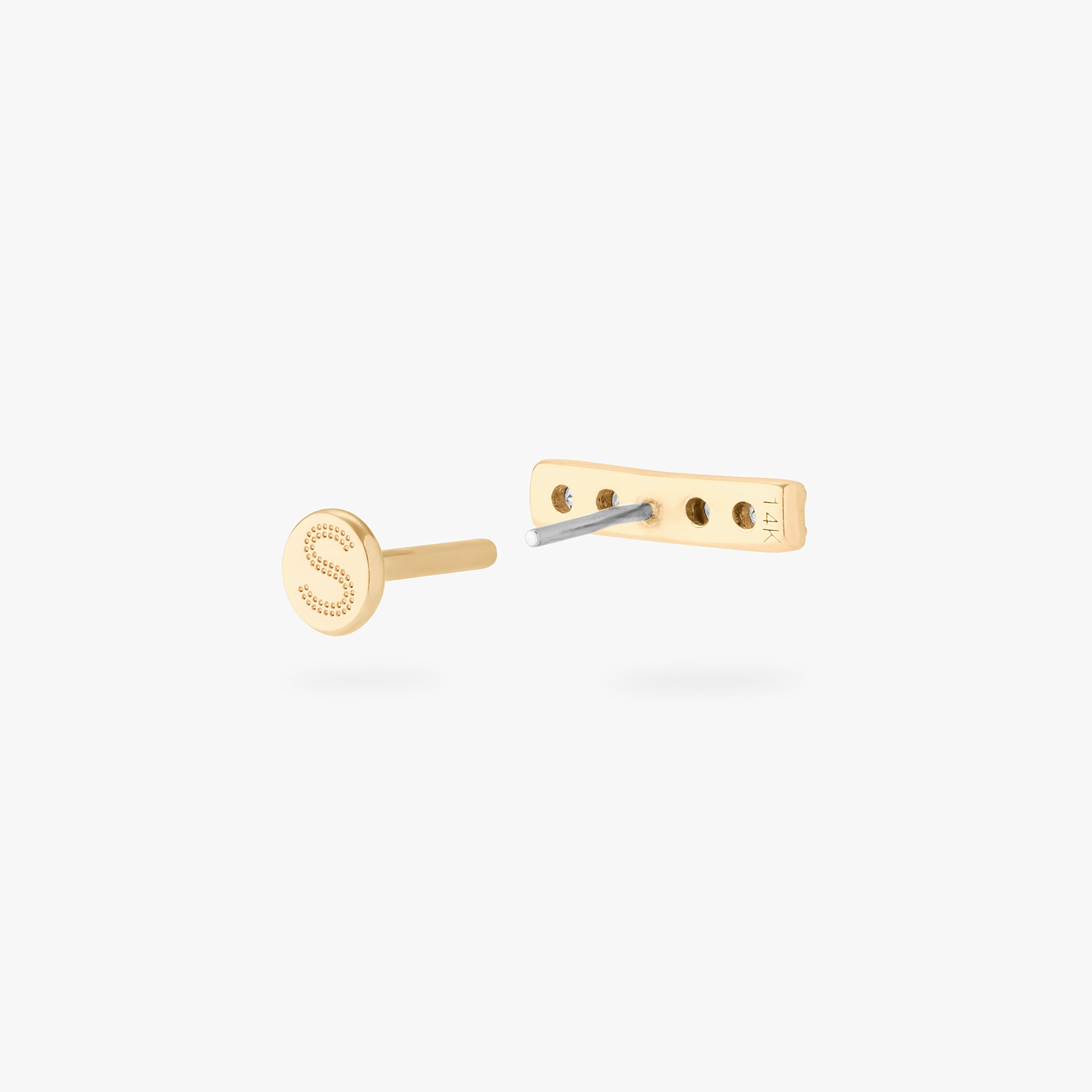 14K Pave Bar Flatback