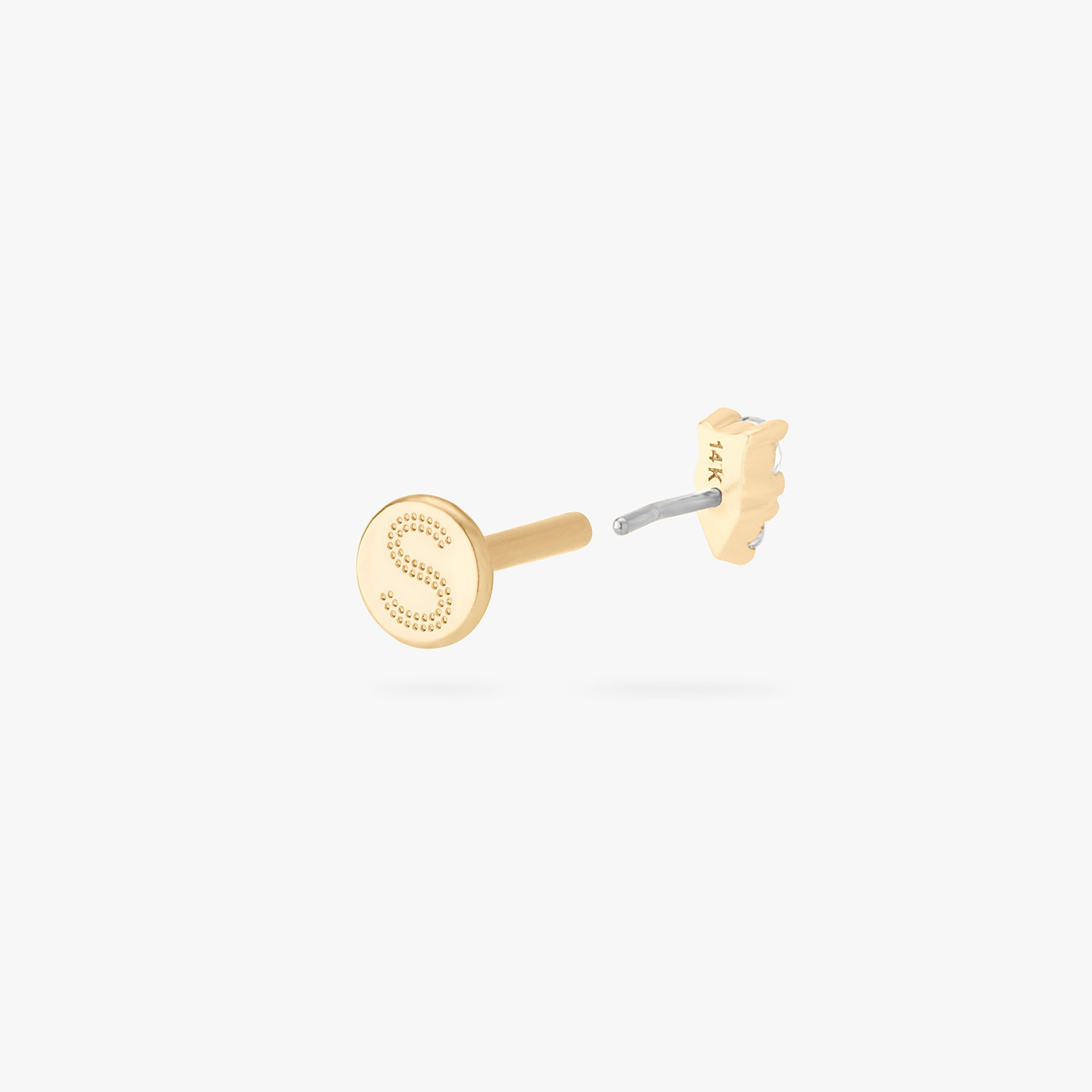 14K Stacked CZ Flatback Stud