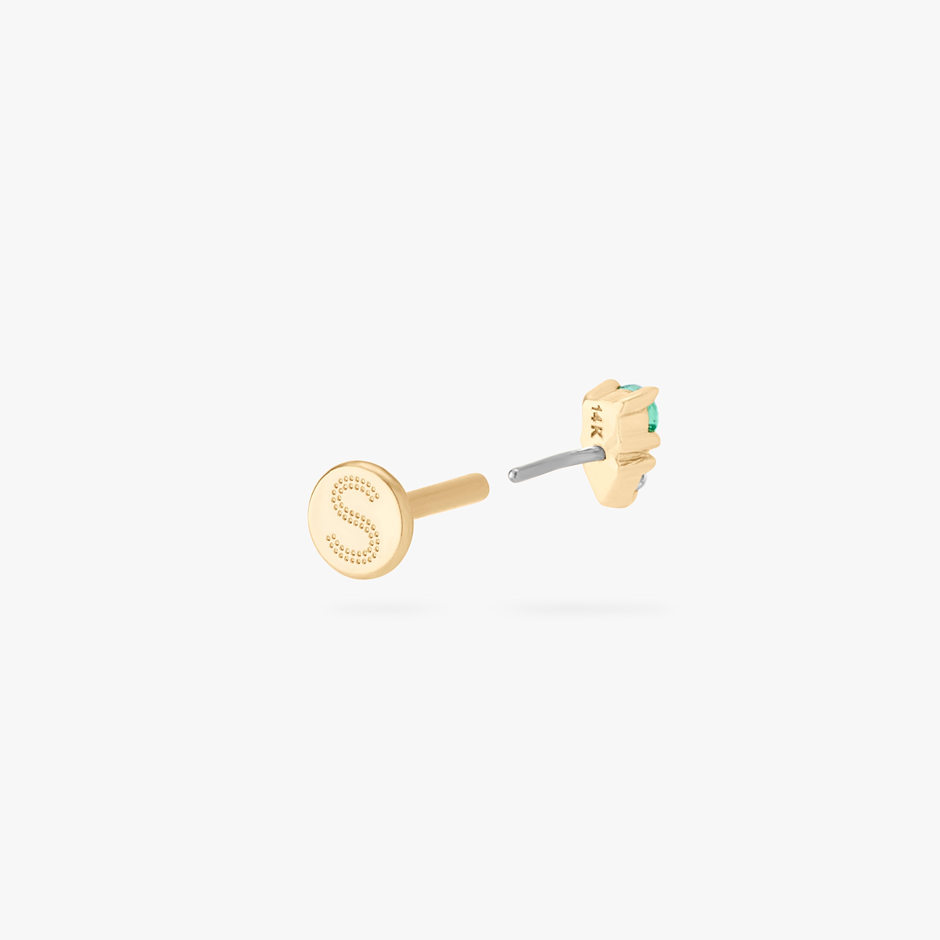 14K Stacked CZ Flatback Stud
