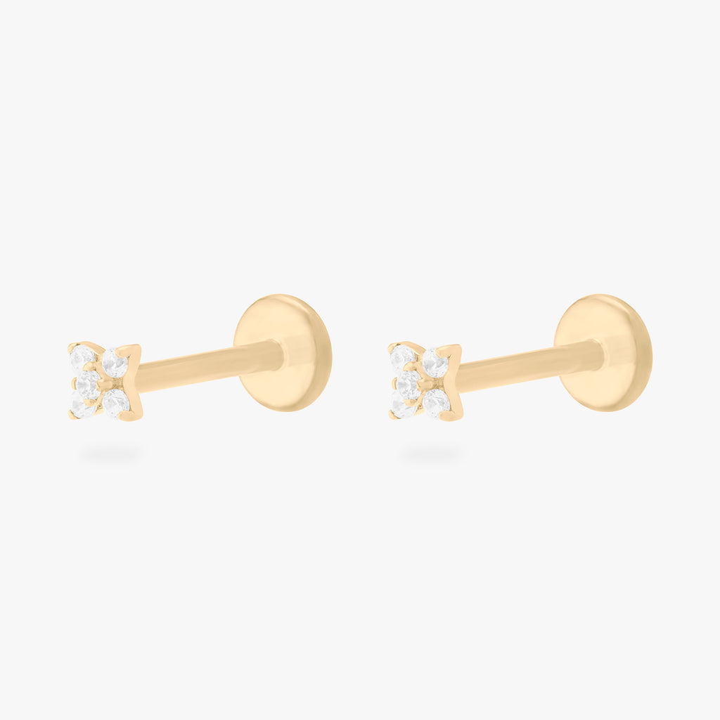 Pave X Flatback Stud