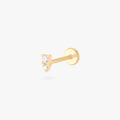 14K Stacked CZ Flatback Stud